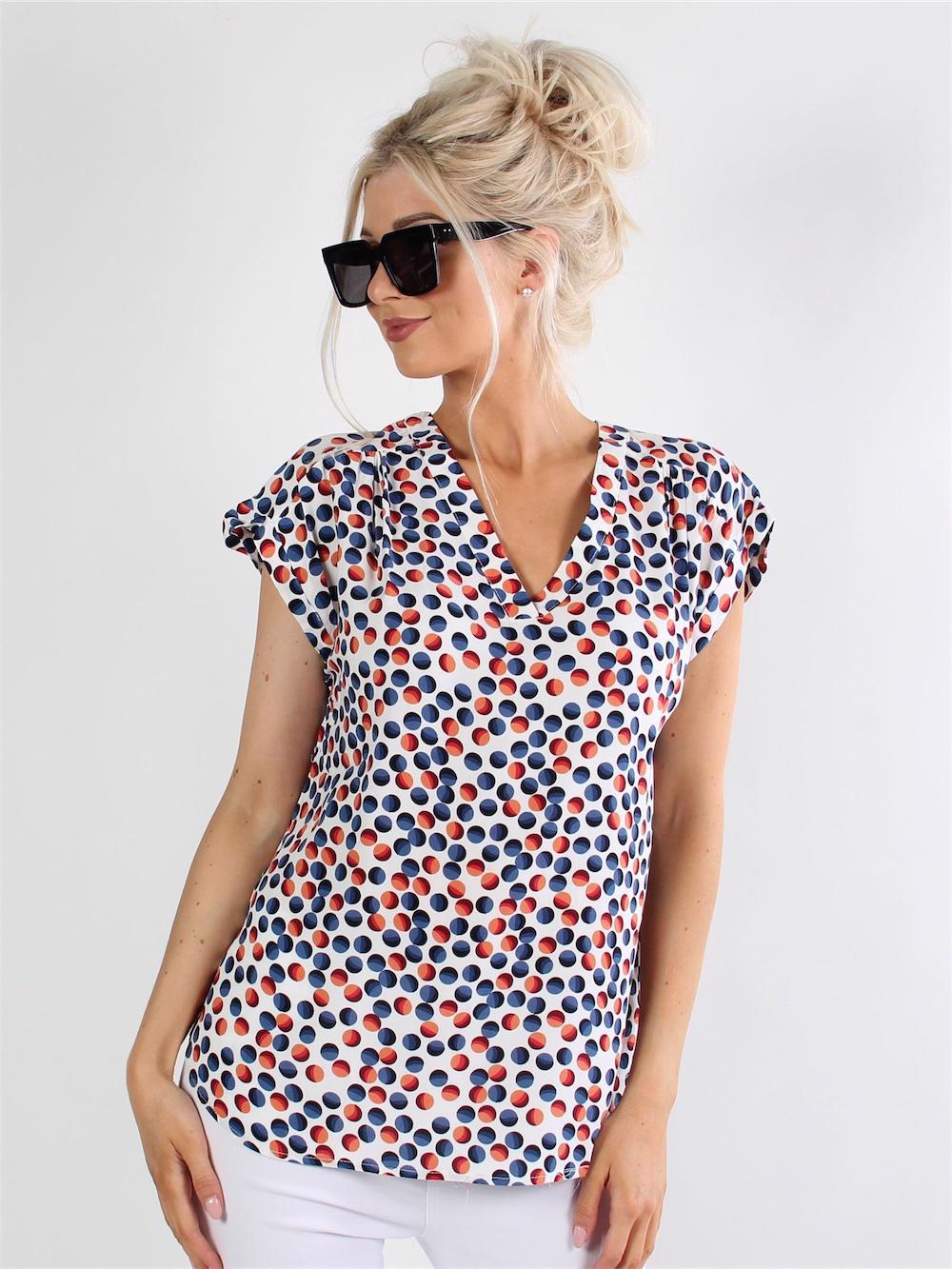 Agacia - T-shirt med olika färgade prickar