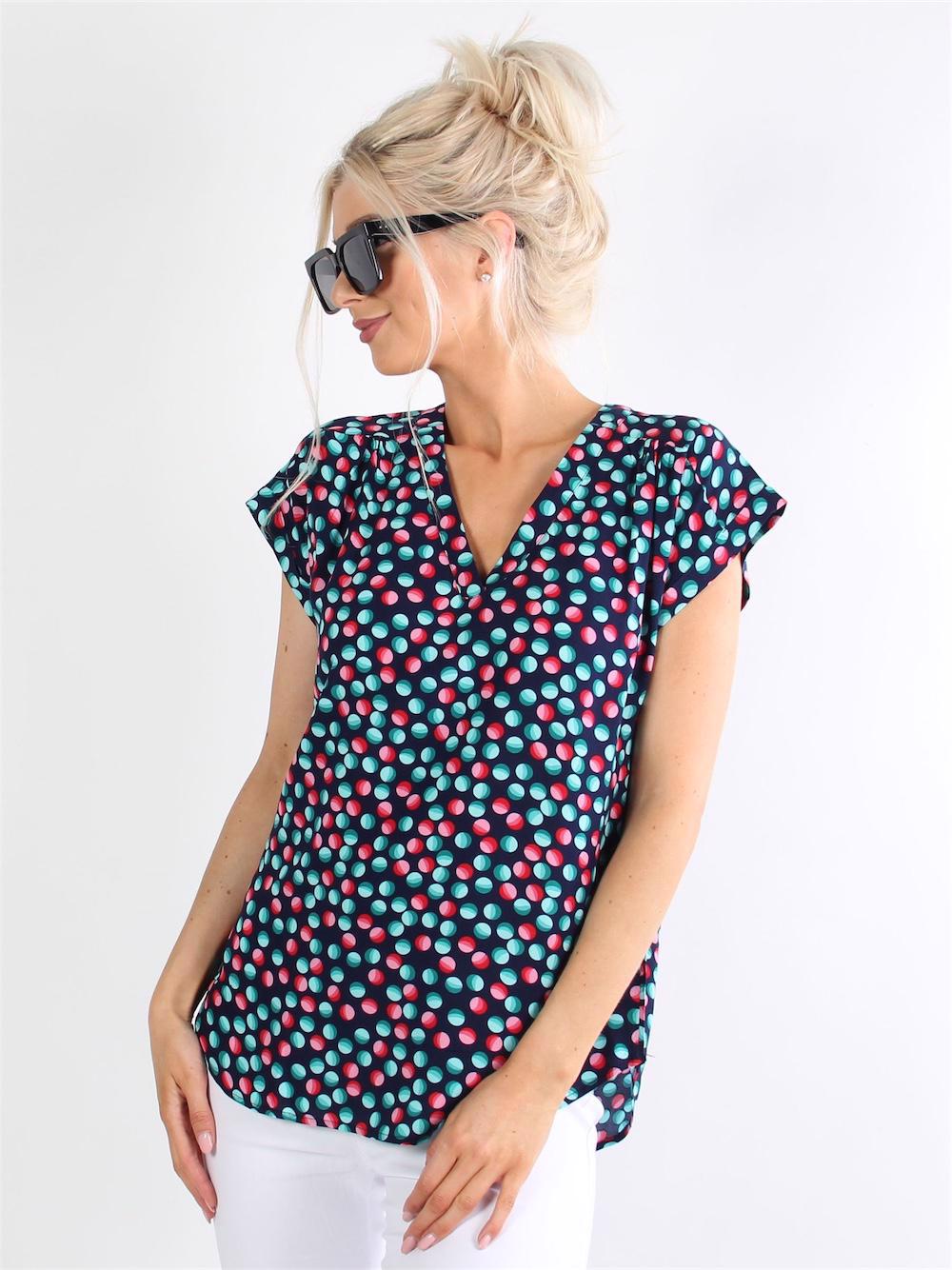 Agacia - T-shirt med olika färgade prickar