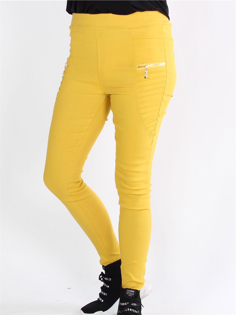 Agathe - Denim look leggings med guld dragkedja