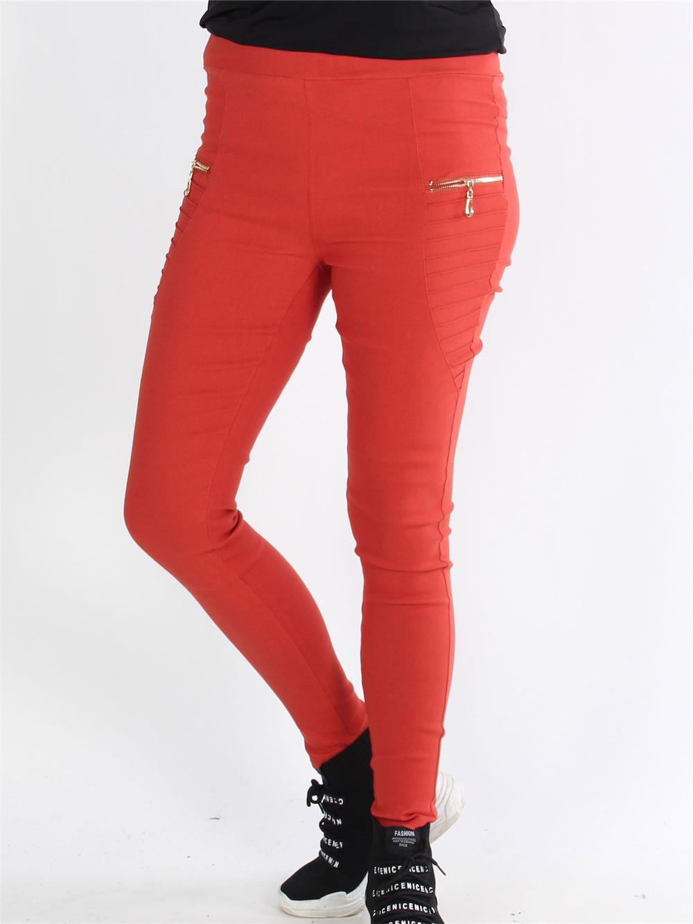 Agathe - Denim look leggings med guld dragkedja