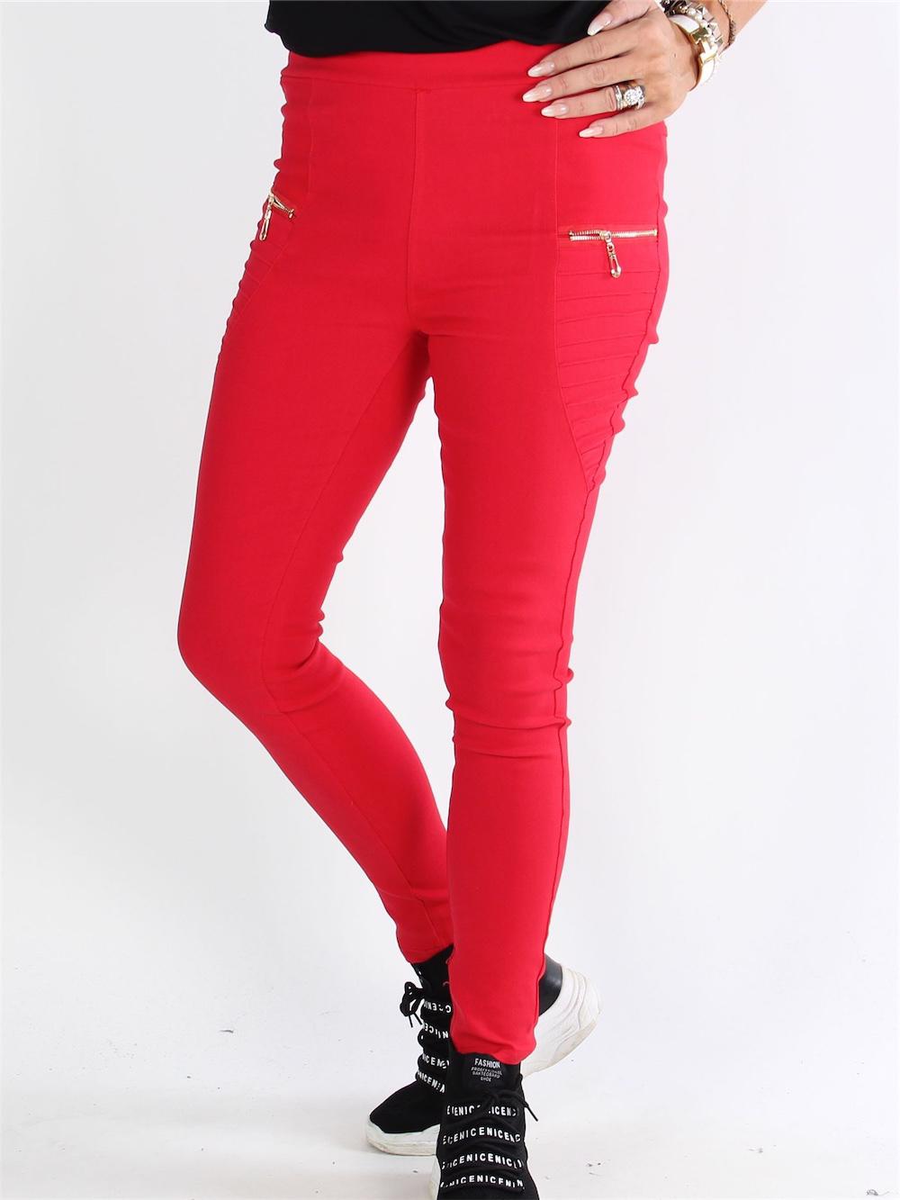 Agathe - Denim look leggings med guld dragkedja