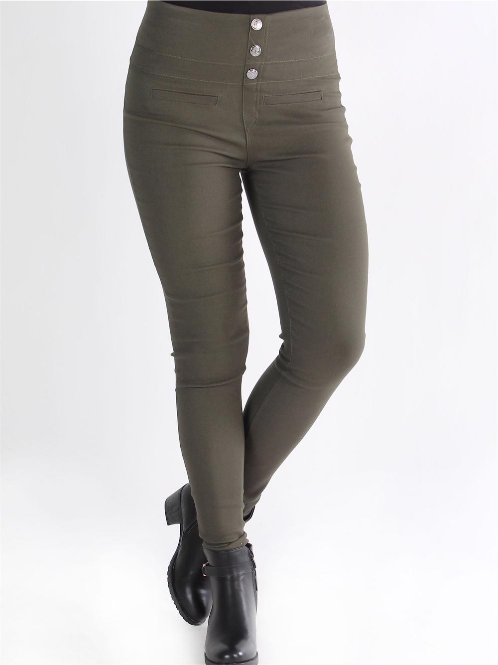 Aileen - Byxor med hög midja och knappar framtill