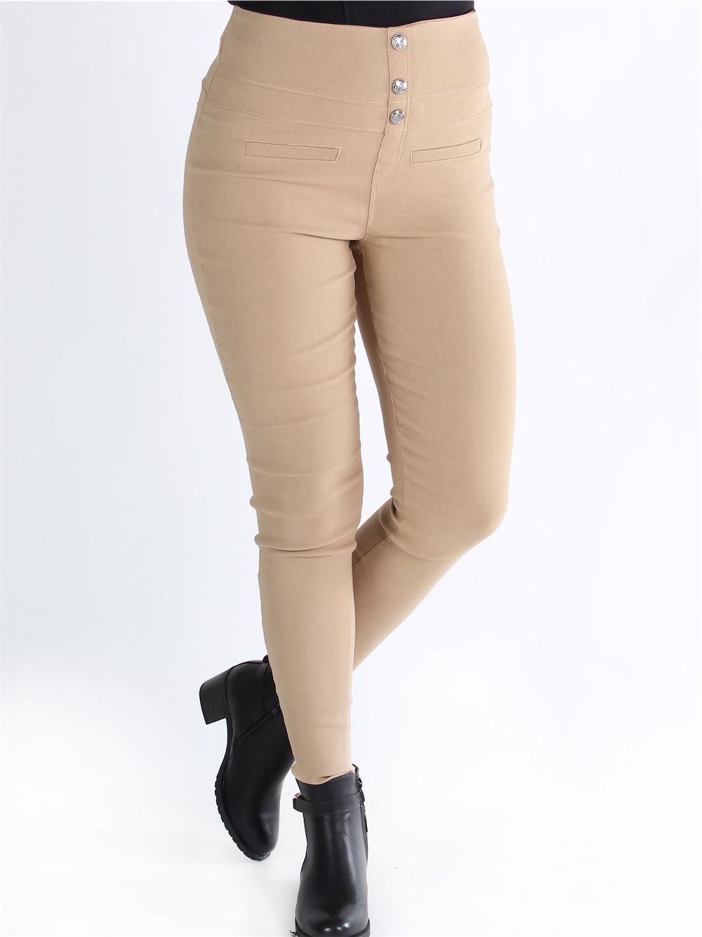 Aileen - Byxor med hög midja och knappar framtill