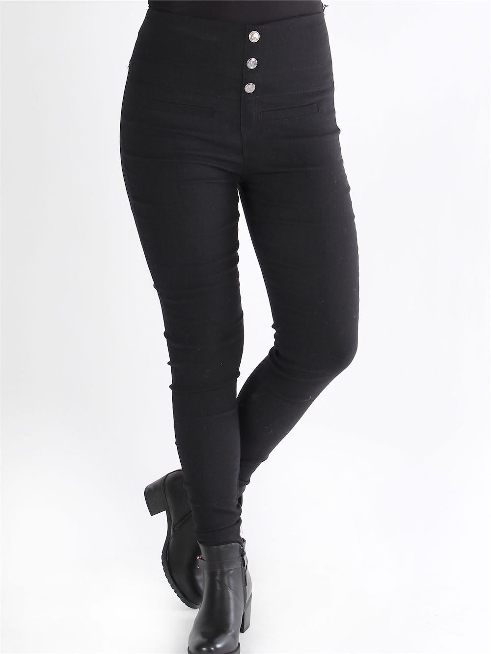 Aileen - Byxor med hög midja och knappar framtill