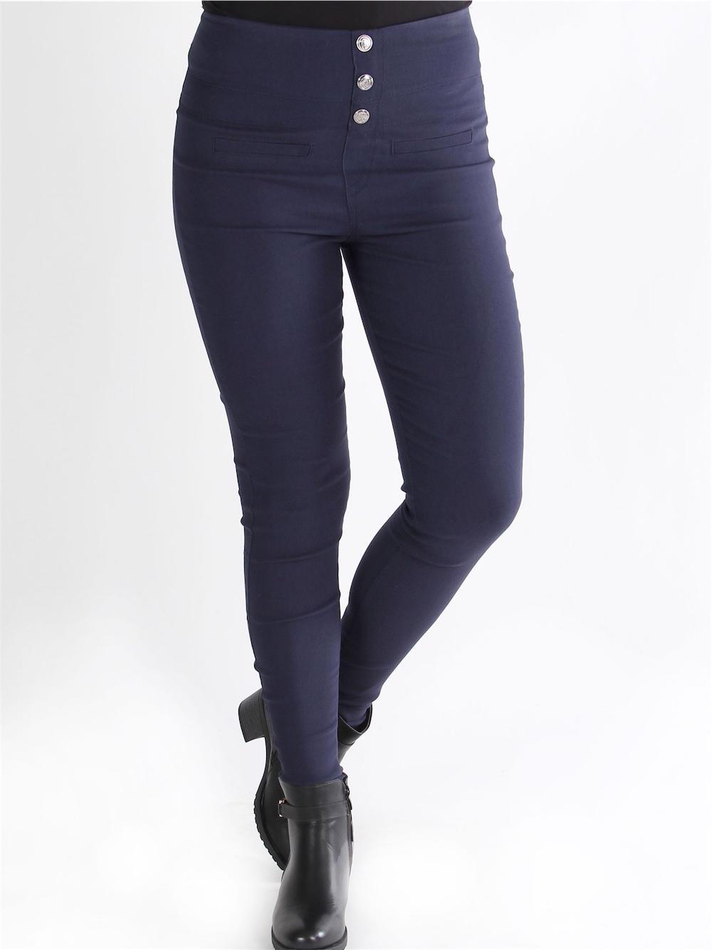 Aileen - Byxor med hög midja och knappar framtill