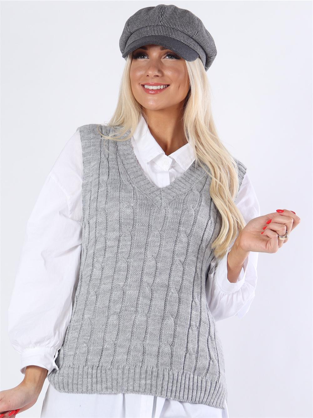 Aisha - Stickad väst med v-hals
