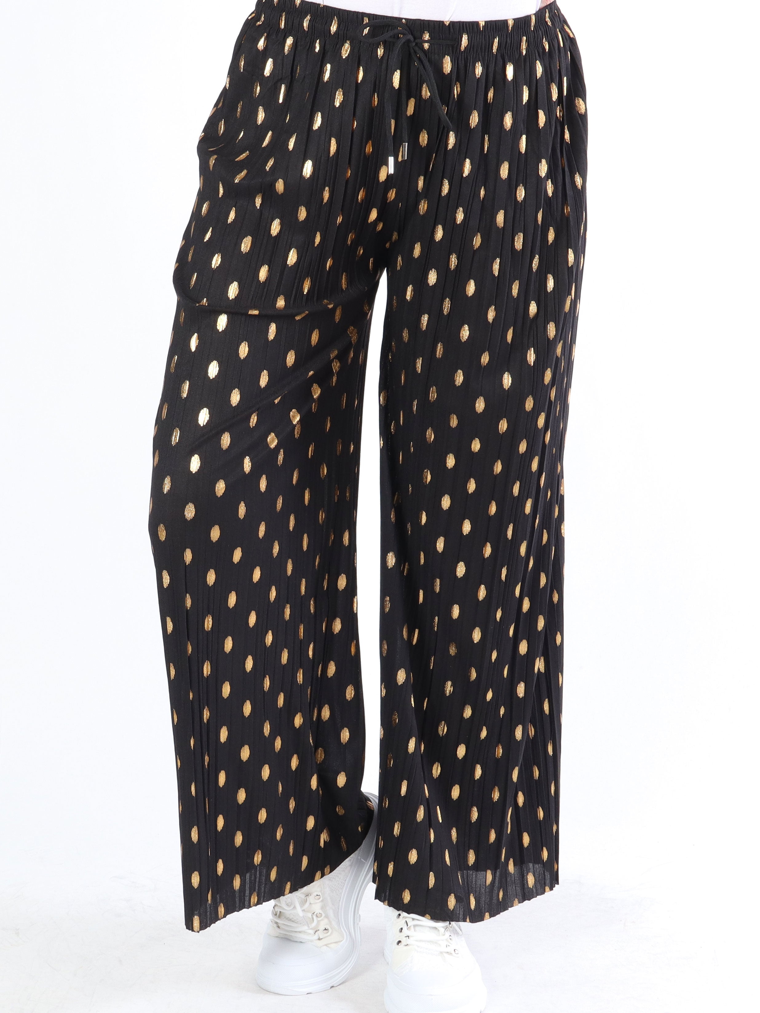 Aleta - Plisserade byxor med prickar