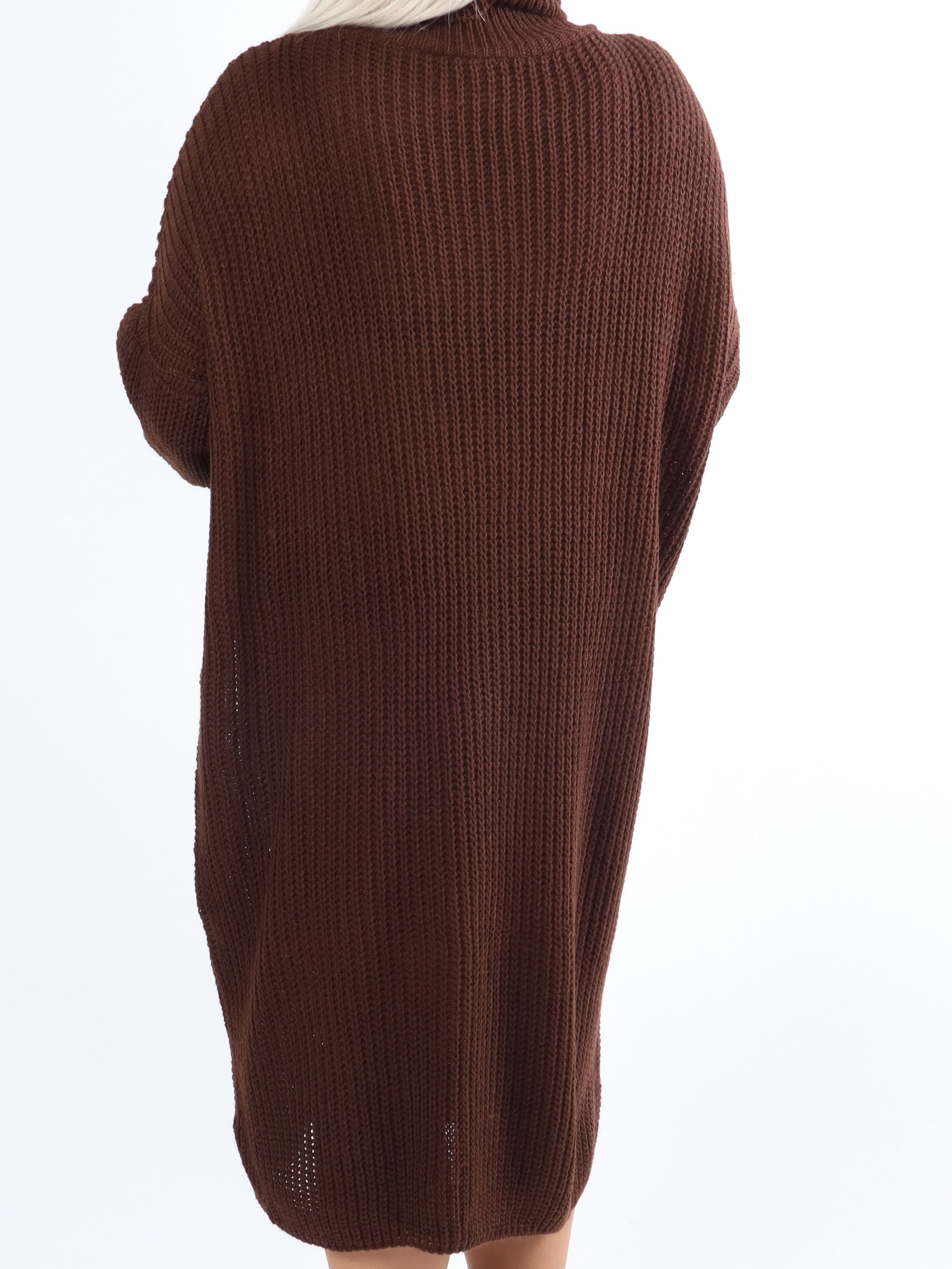 Alice - Plus size stickad klänning med rullhals - Grey