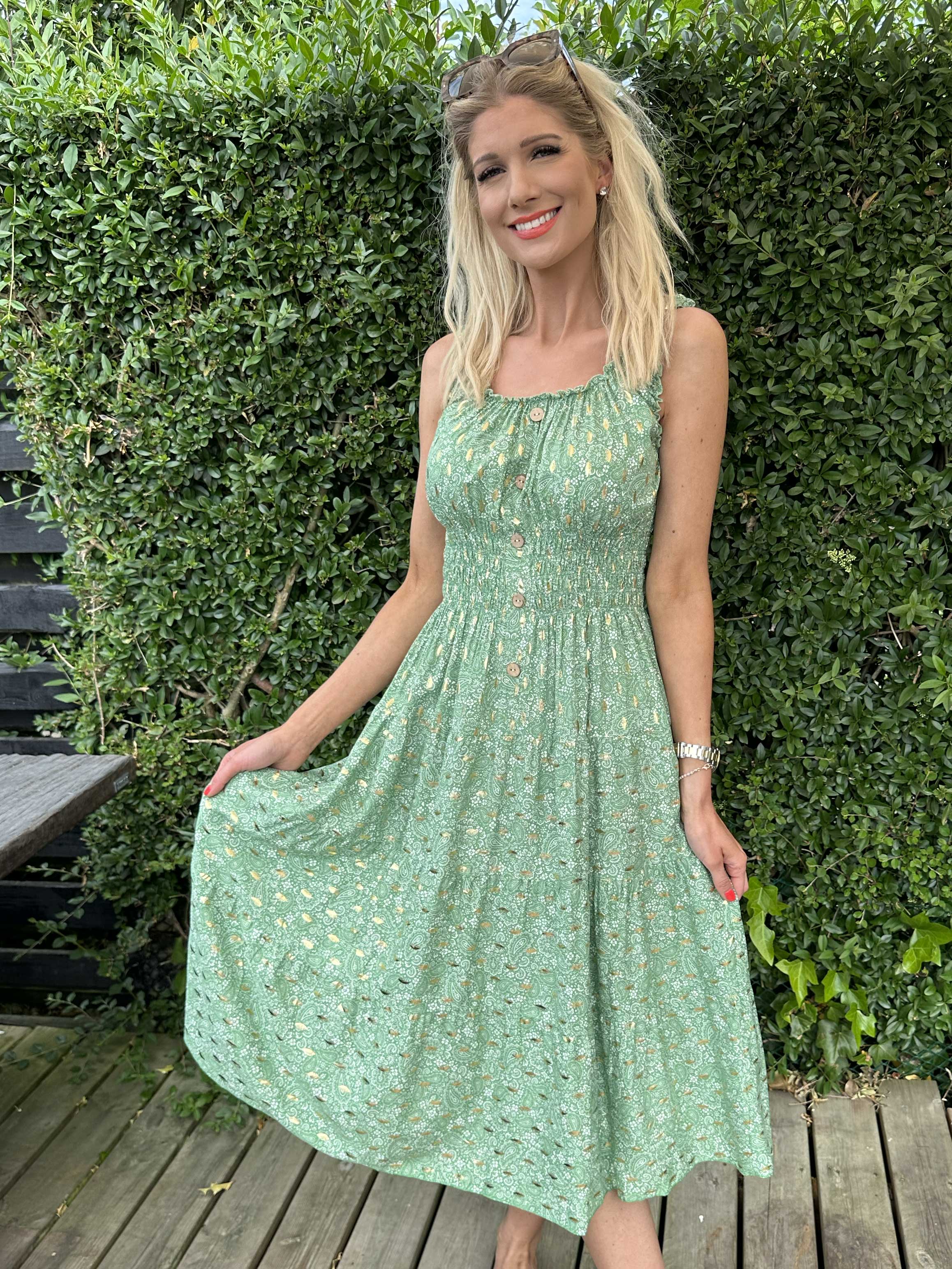 Alicia Paisley - Långklänning i viskos med paisleymönster - Orange