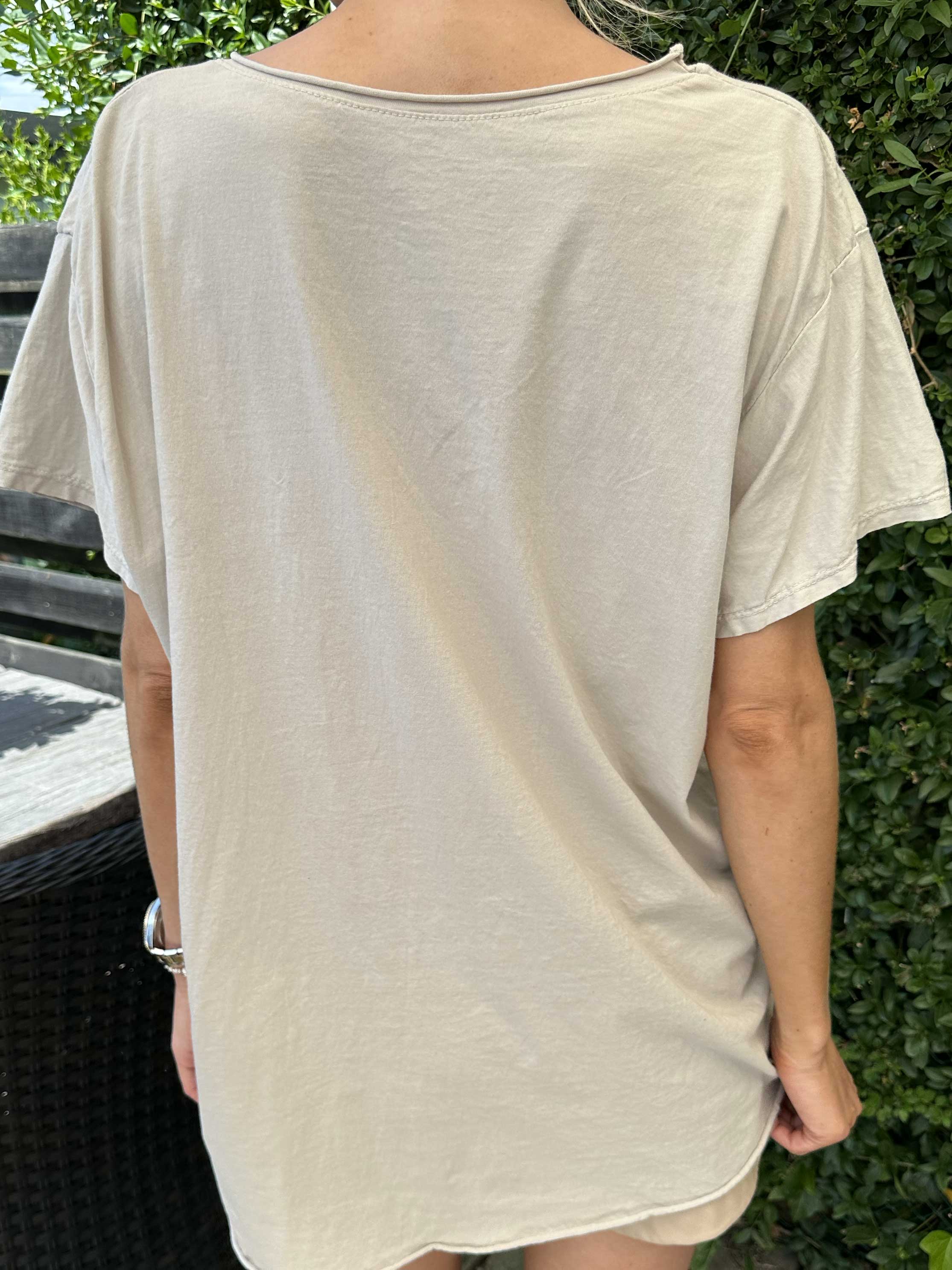 Alison - T-shirt med V-ringning i bomull - White