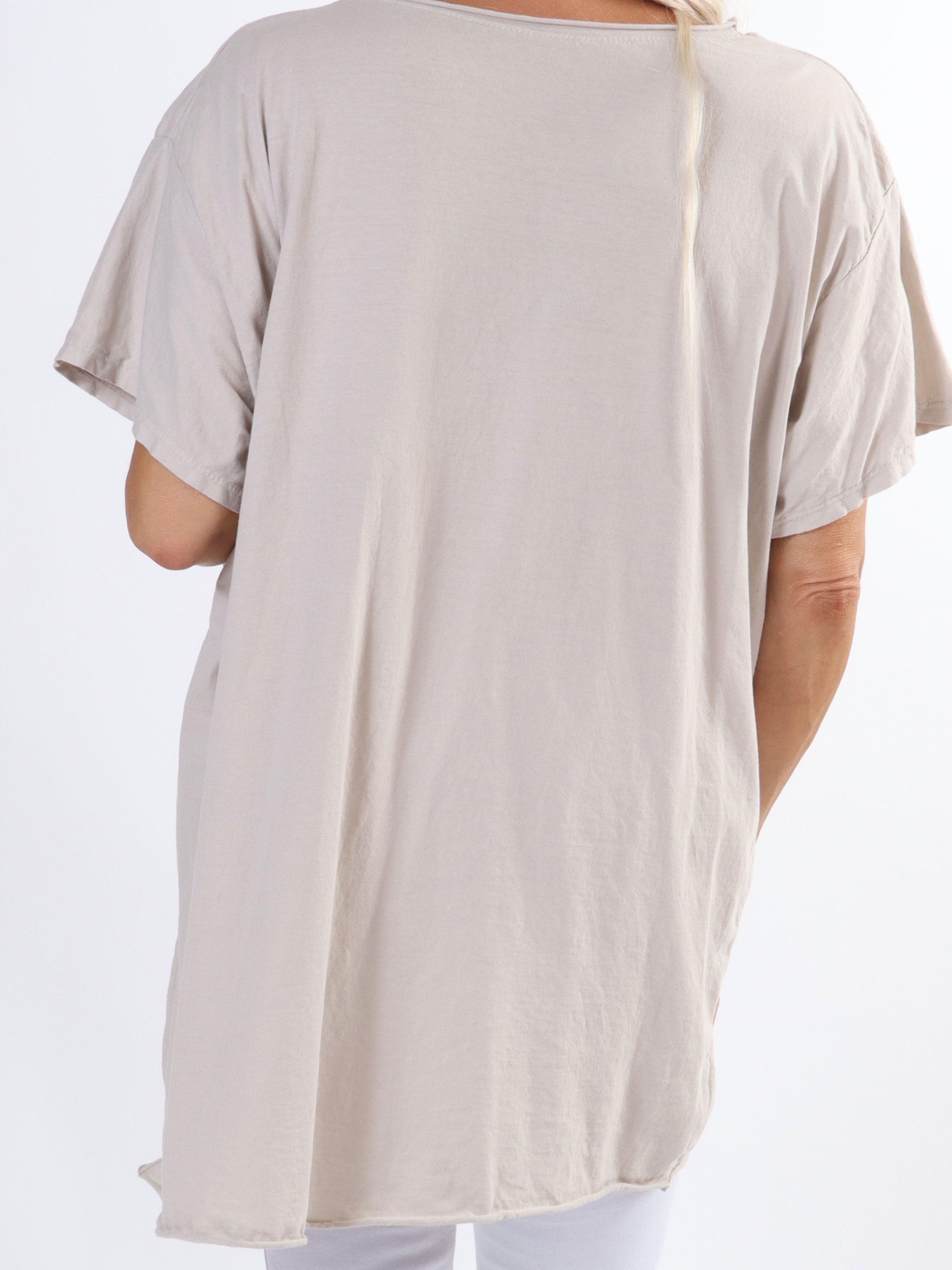 Alison - Bomulls t-shirt med v-ringning i plusstorlek - White