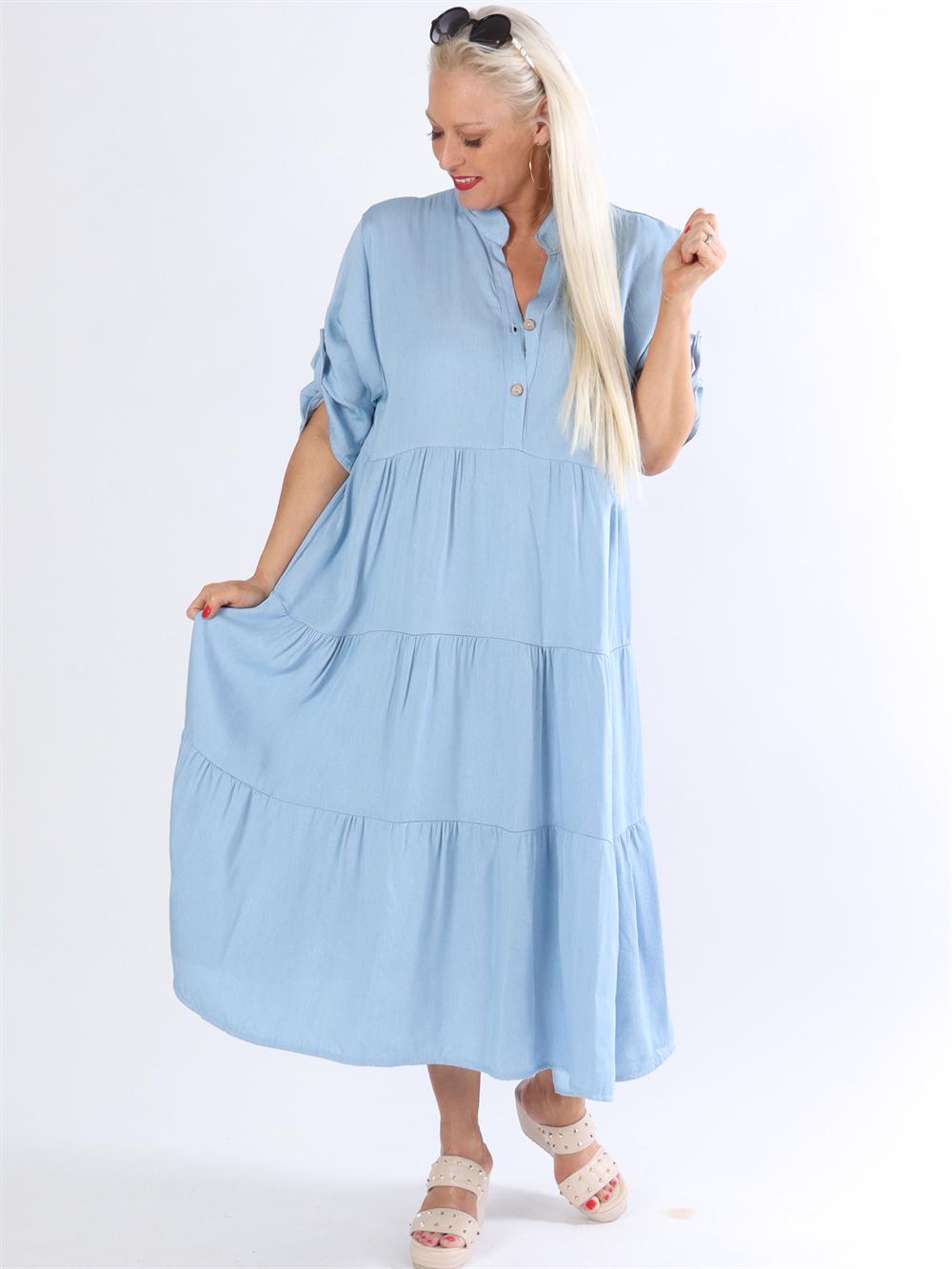 Amal - Mörkblå skjortklänning med lager på lager-look