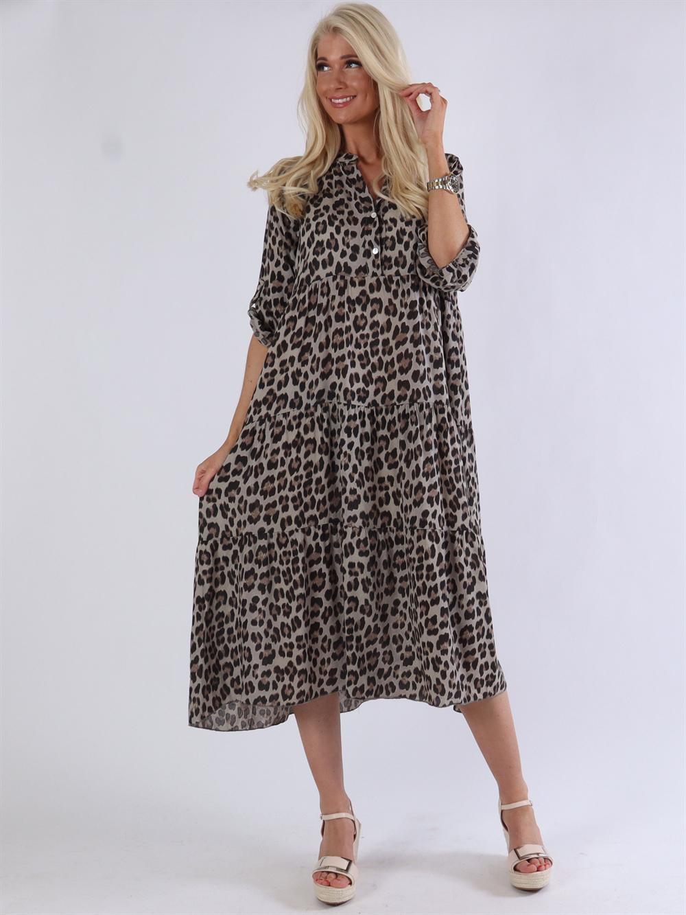 Amal leo - Skjortklänning med leopardmönster