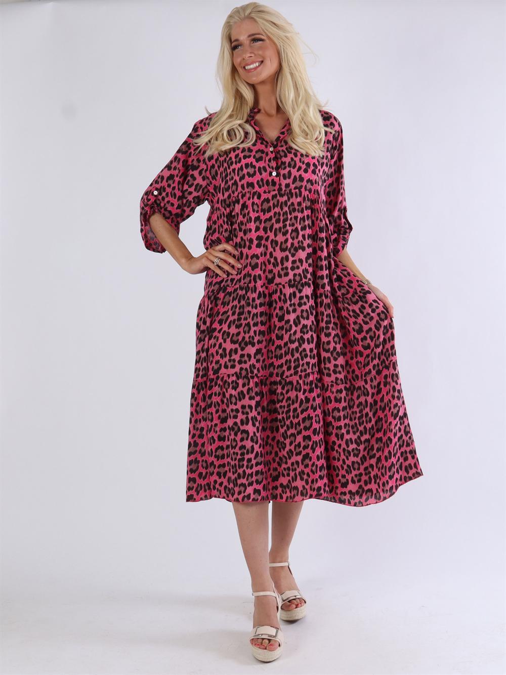 Amal leo - Skjortklänning med leopardmönster