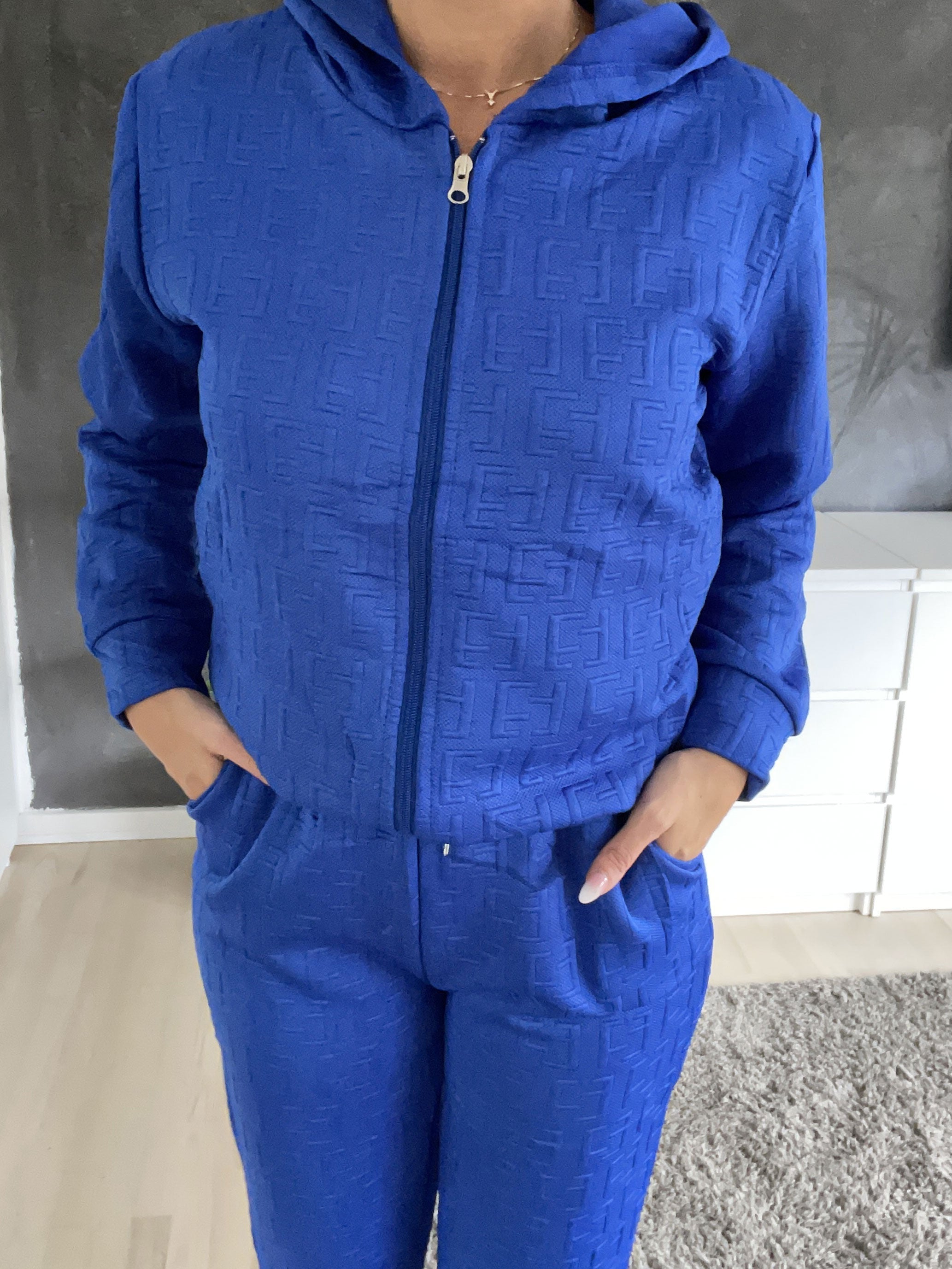 Amber - Enfärgat mönstrat jogging set i enfärgad färg - Beige