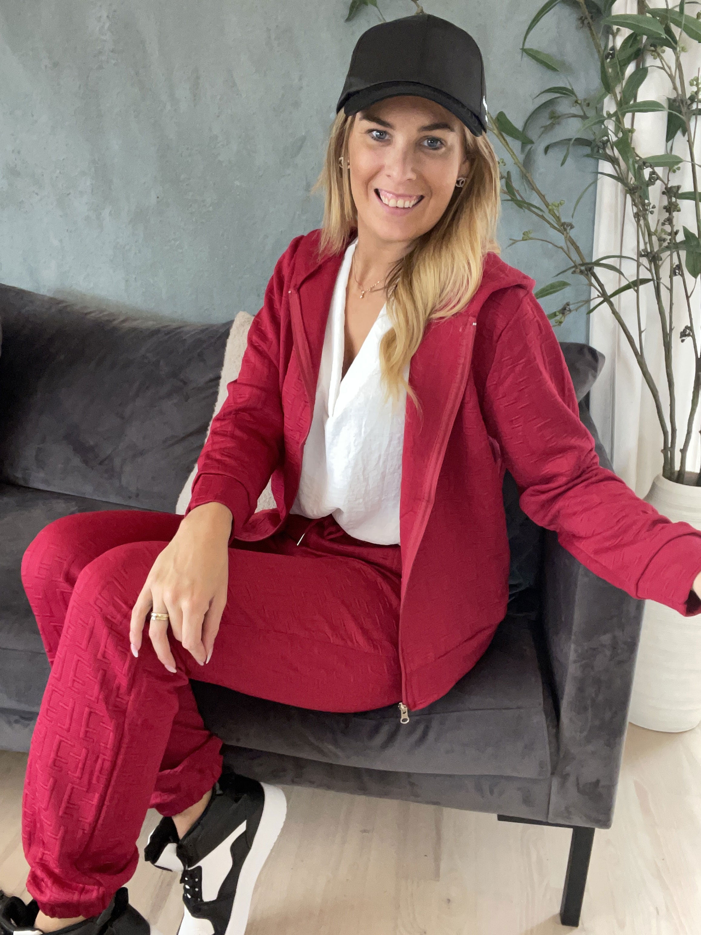 Amber - Enfärgat mönstrat jogging set i enfärgad färg