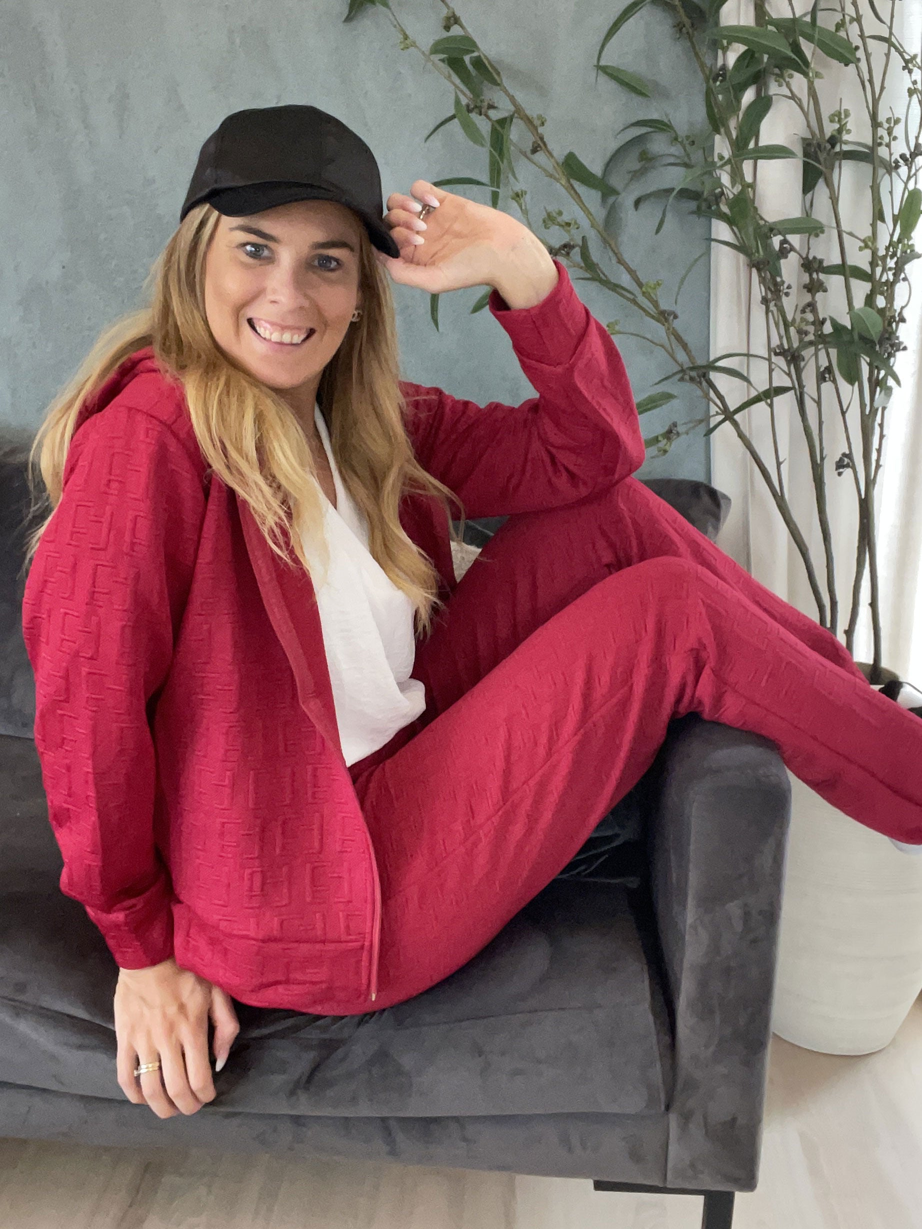 Amber - Enfärgat mönstrat jogging set i enfärgad färg