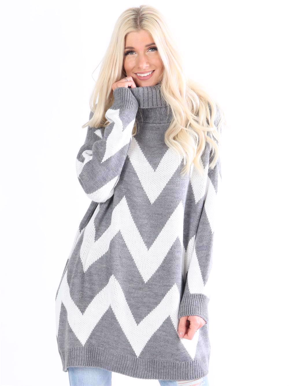 Amidala - Stickad klänning i sicksackmönster