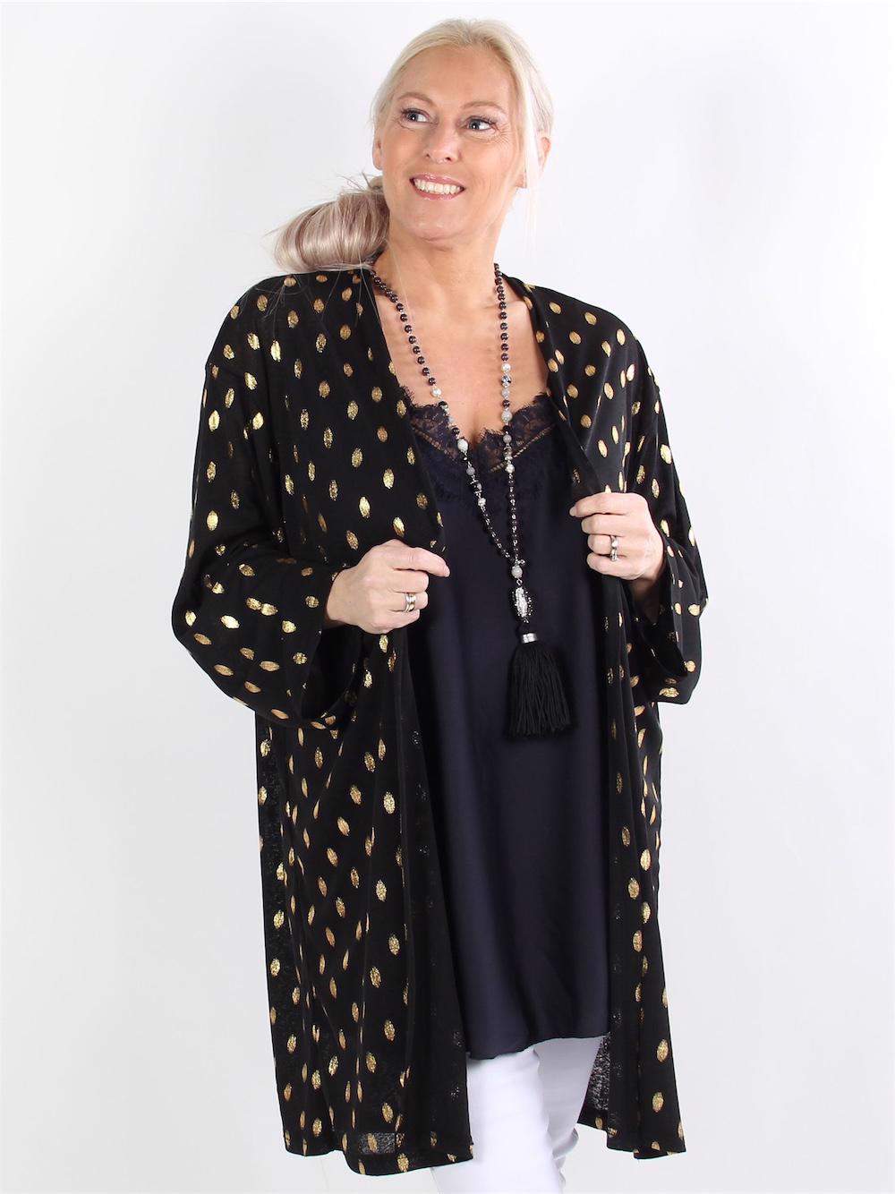 Amora - Tunn kofta med gulddetaljer