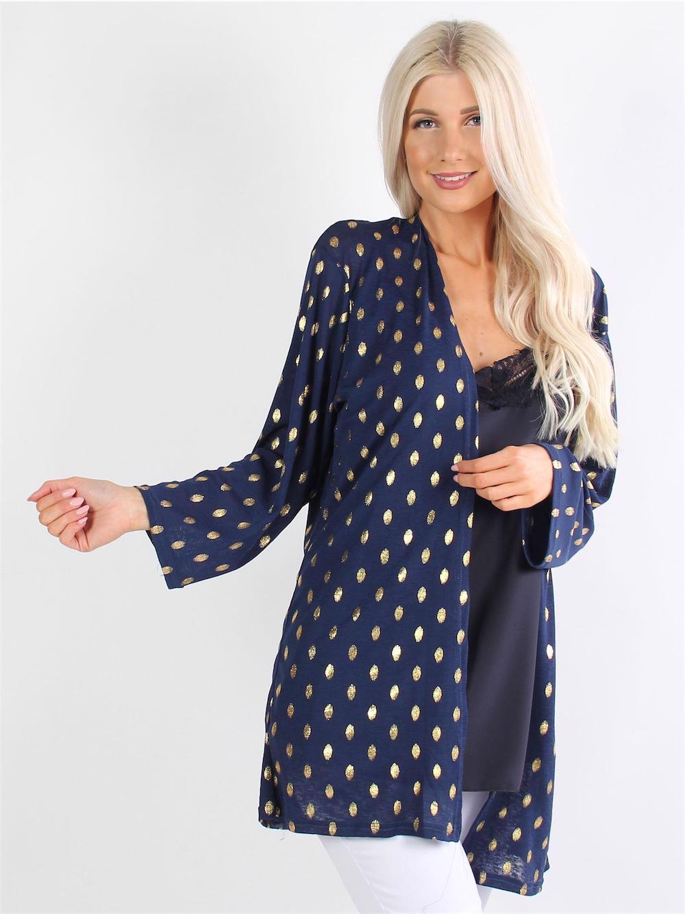 Amora - Tunn kofta med gulddetaljer