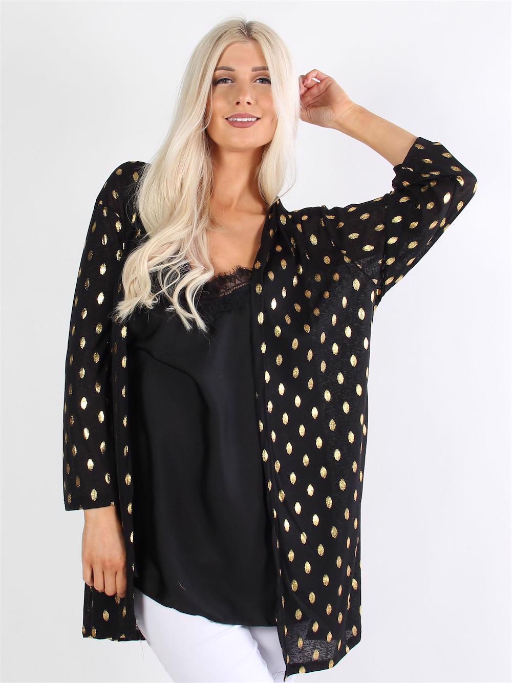 Amora - Tunn kofta med gulddetaljer