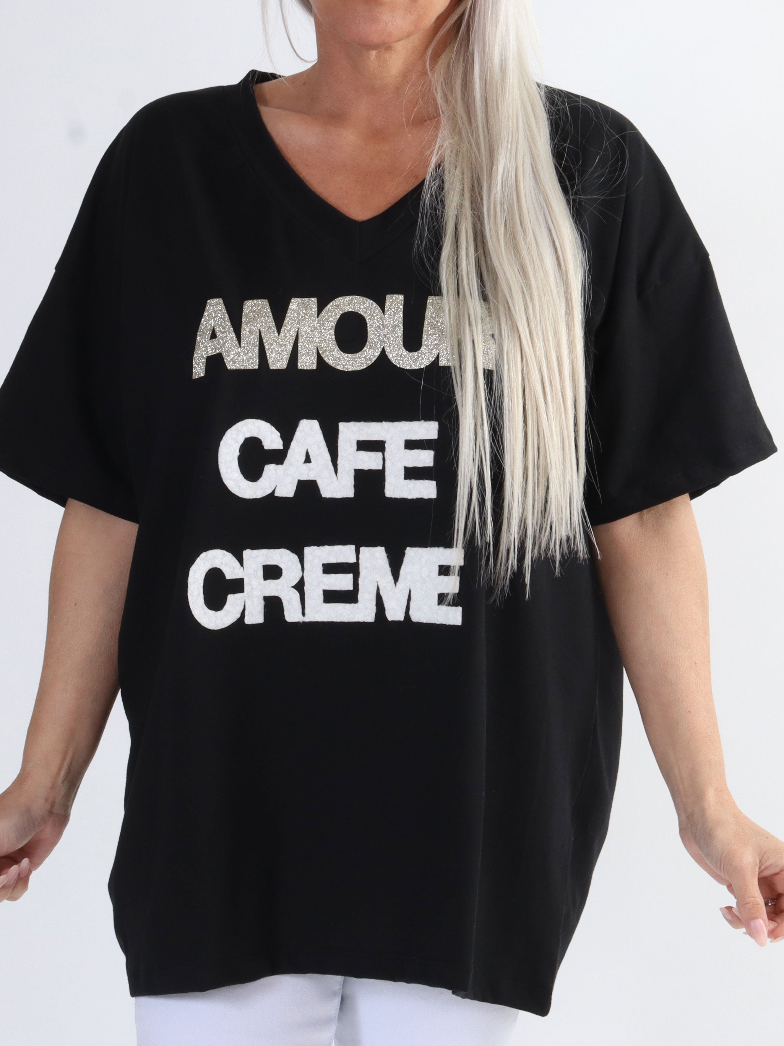 Amour - Cool plus size t-shirt med skrift - Black