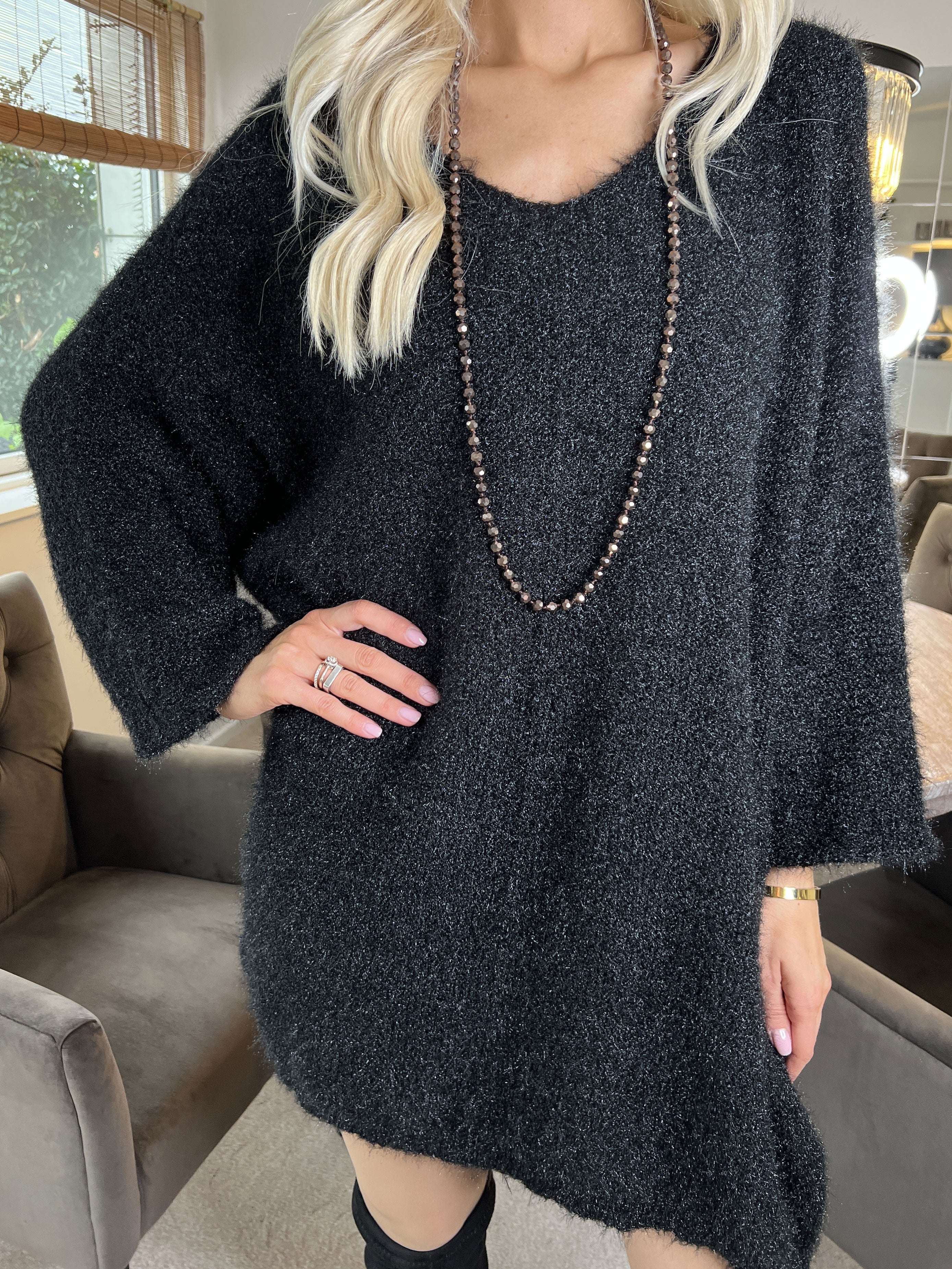 Andria - Mjuk oversize stickad klänning