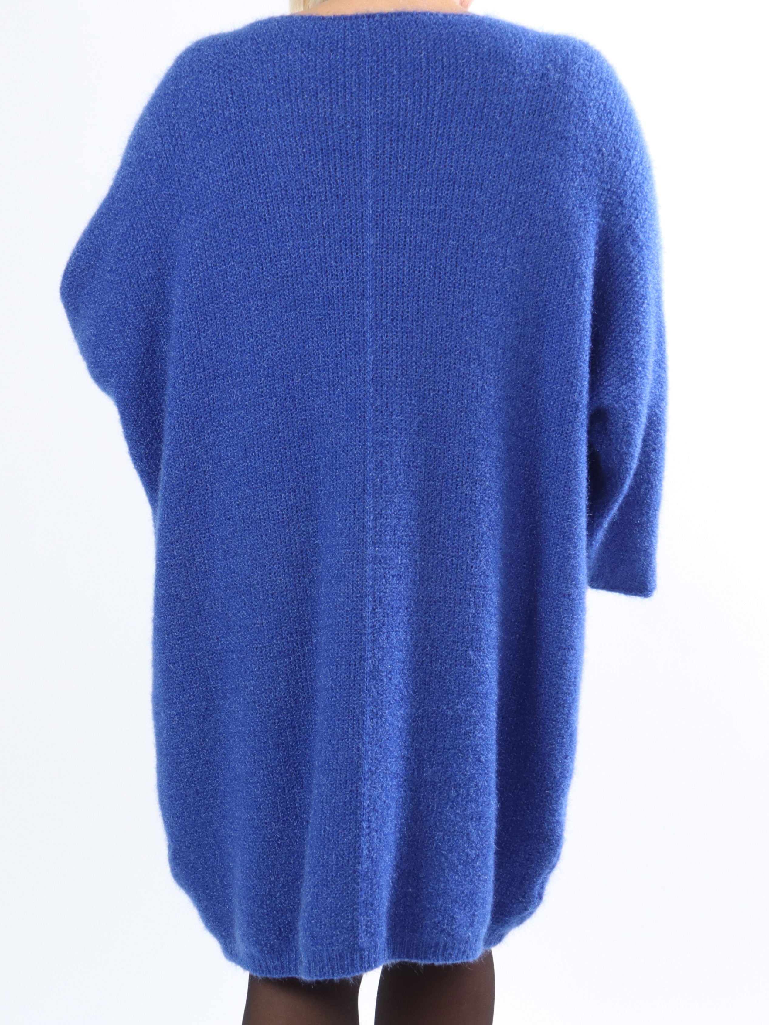 Andria - Mjuk plussize stickad klänning - Blue