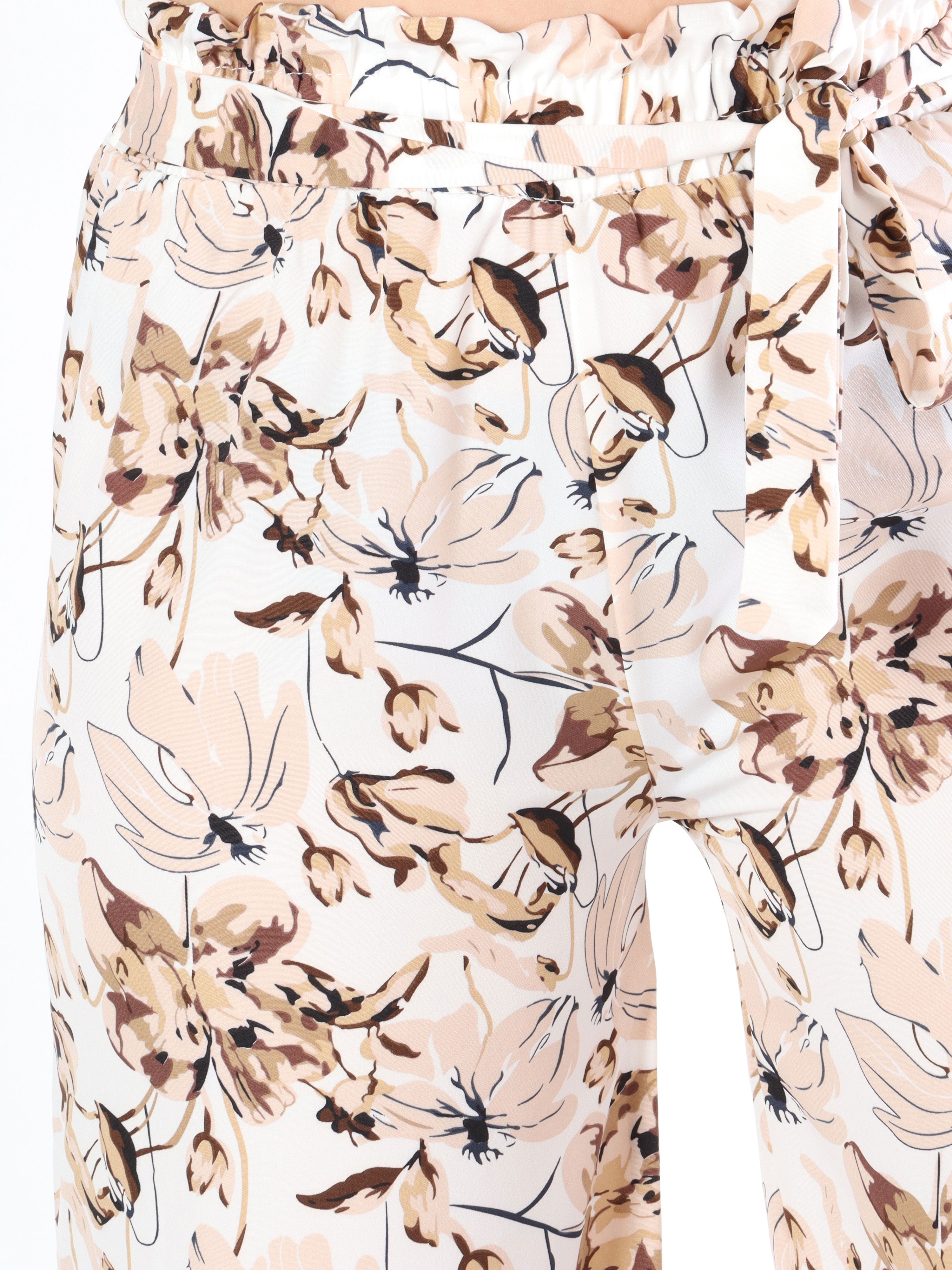 Angel - Lösa byxor i blommönster med knytband