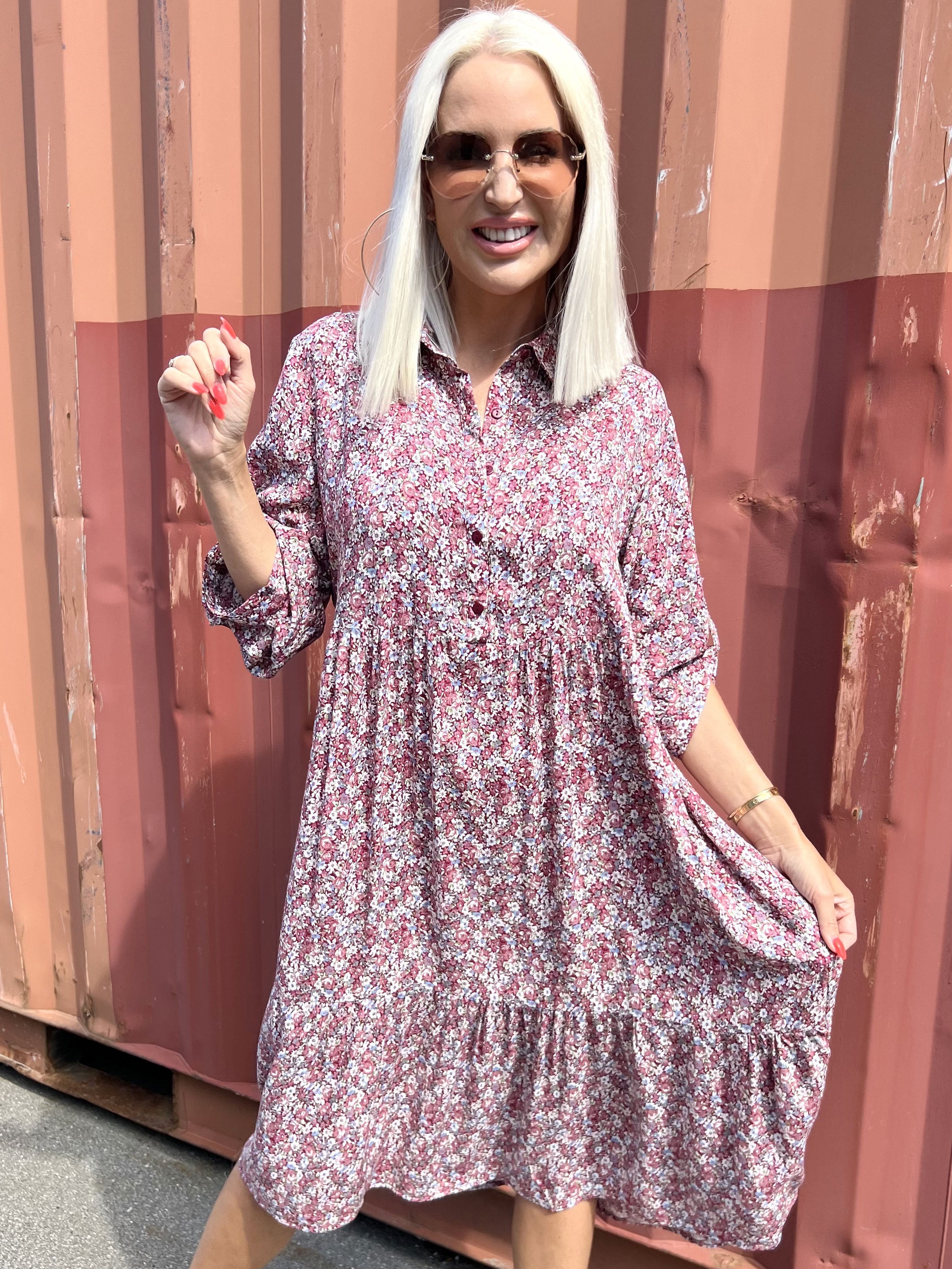 Anielie - Skjortklänning med blommigt tryck