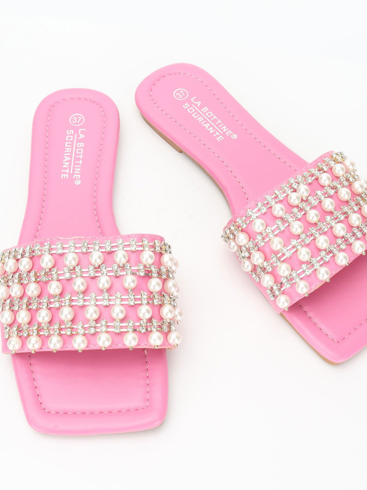 Anna Clara - Flip-flops dekorerade med imitationsljus och pärlor - Black