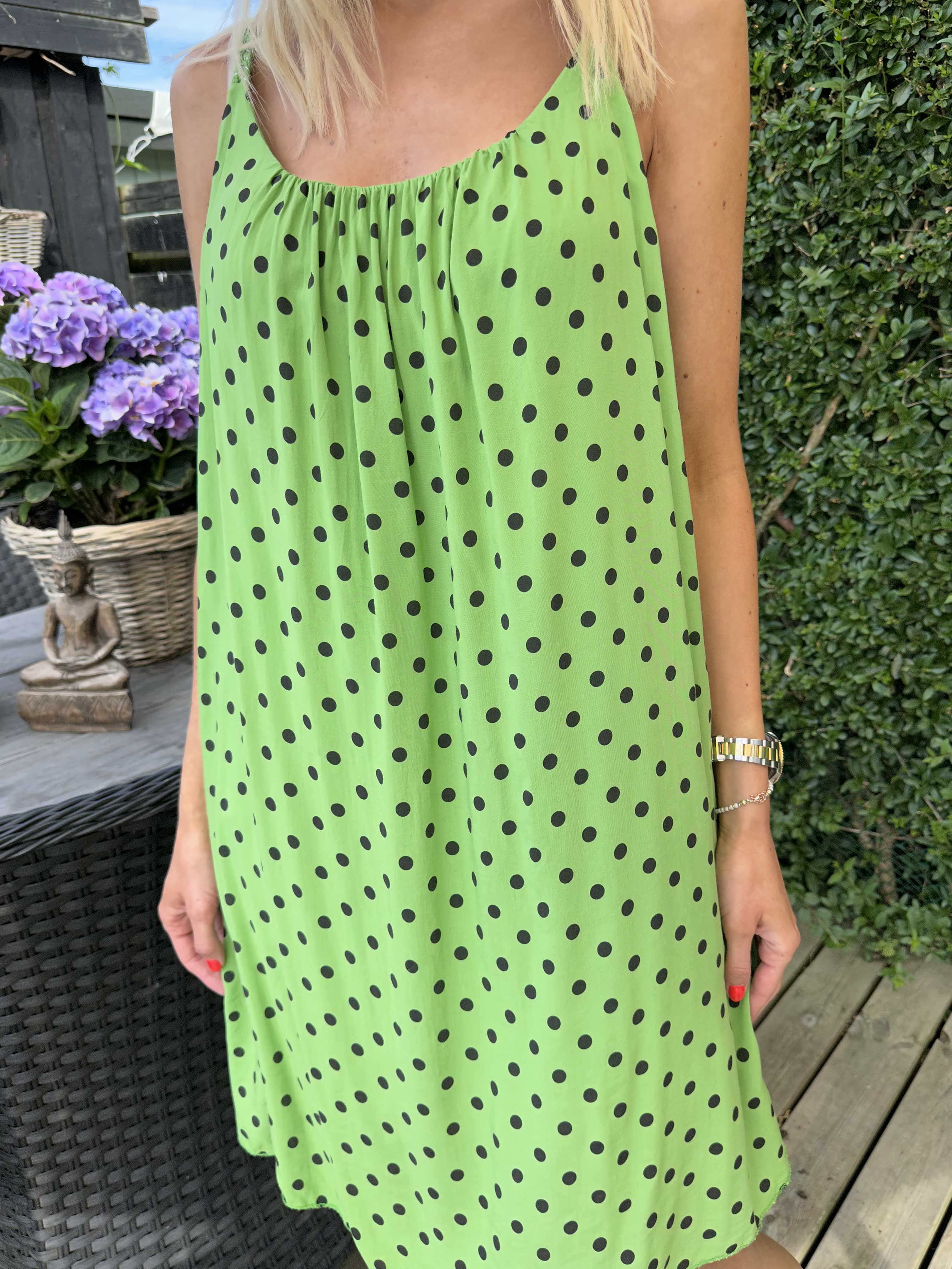 Annie Dot - Prickig viskosklänning med flätade axelband - Rose