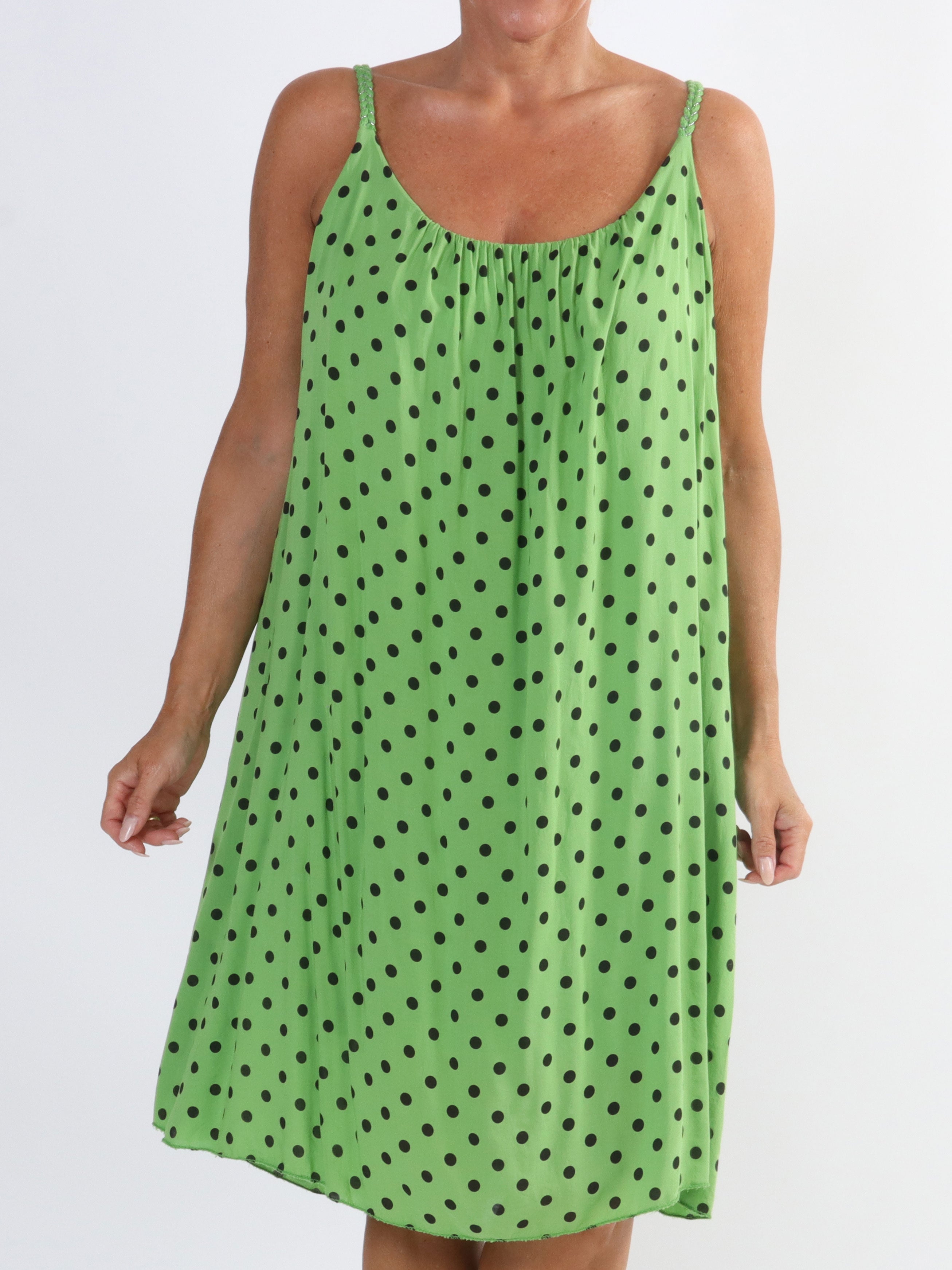 Annie Dot - Prickig klänning i viskos med flätade axelband - Rose