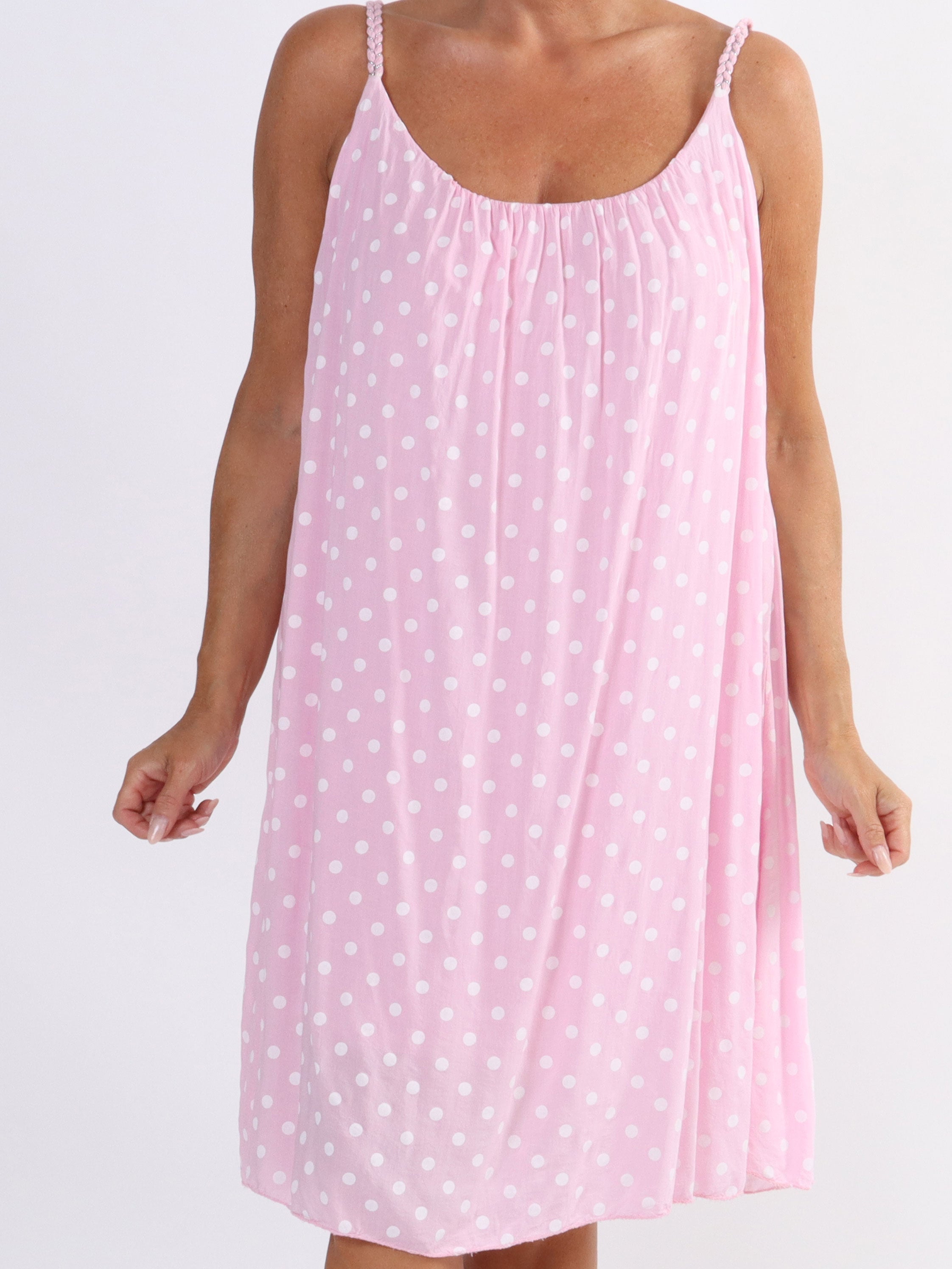 Annie Dot - Prickig klänning i viskos med flätade axelband