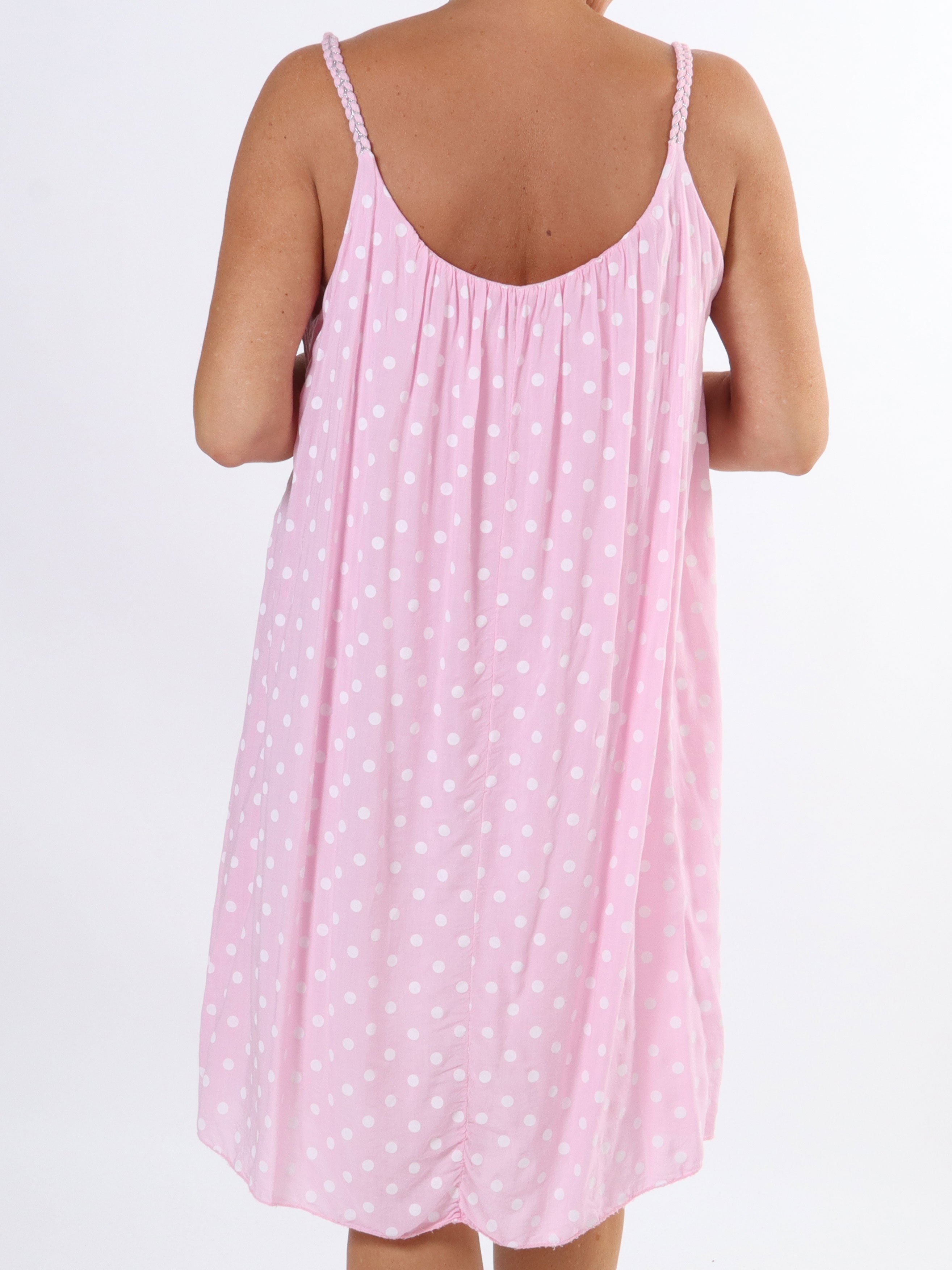 Annie Dot - Prickig klänning i viskos med flätade axelband