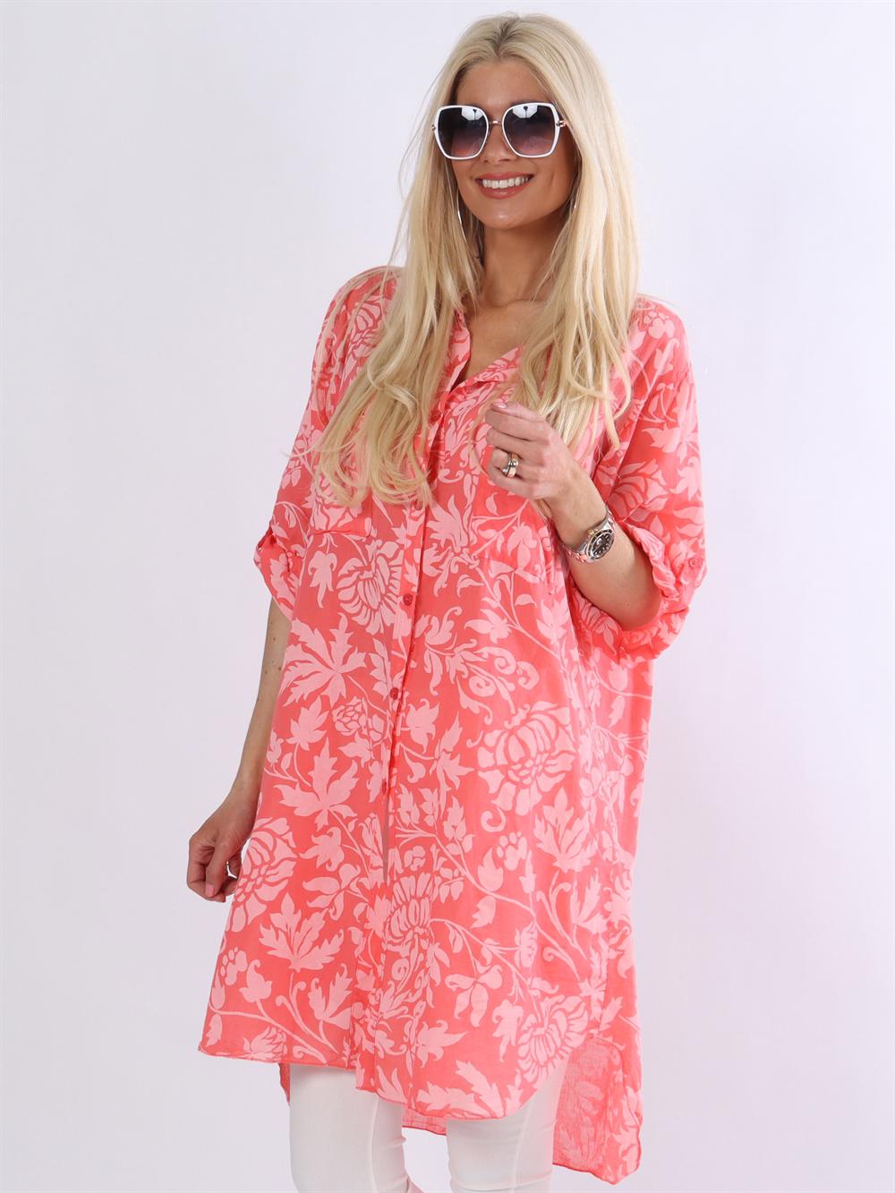 Ardita - Skjorta med bladmönster och bröstfickor