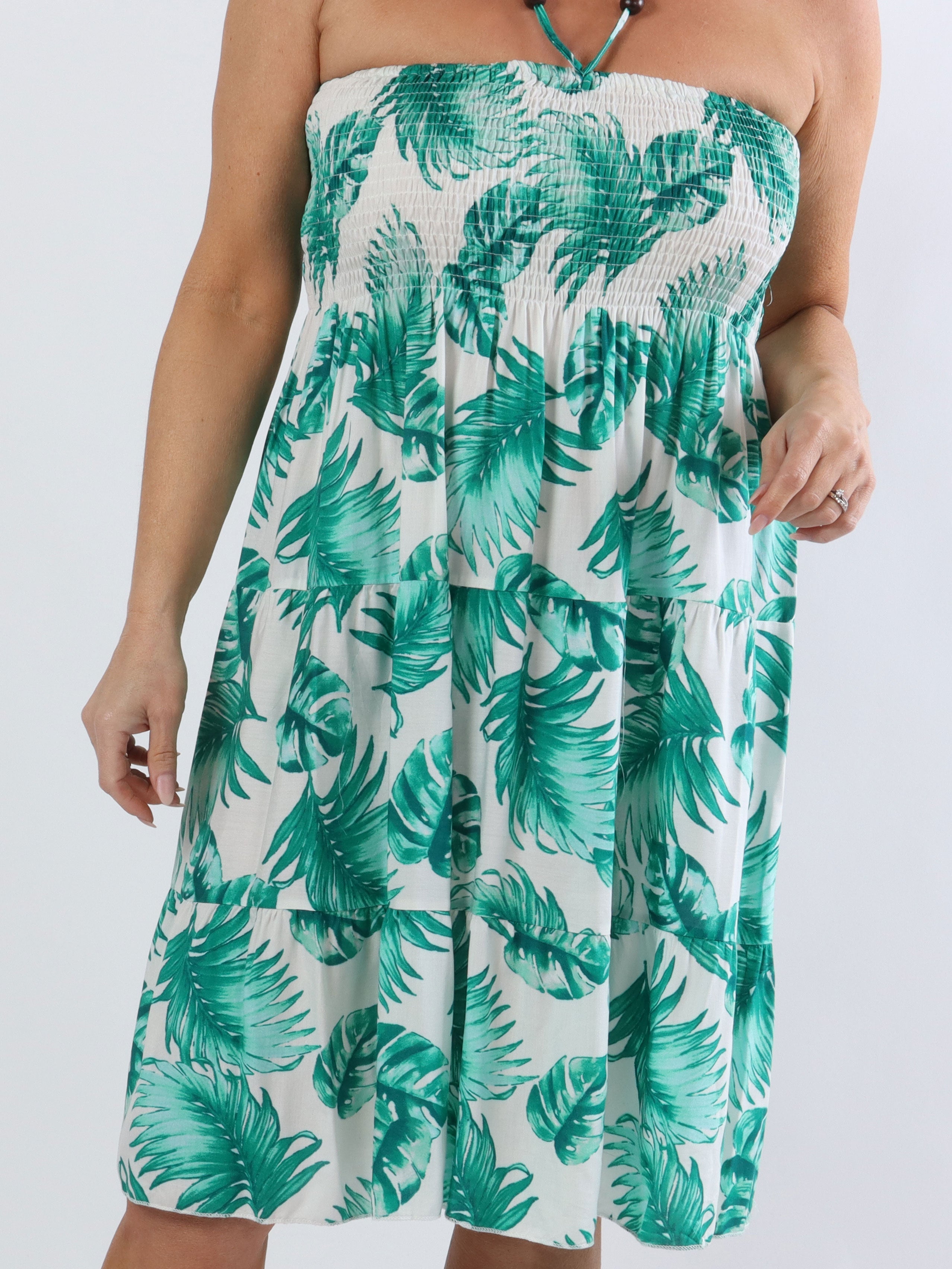 Aria Leaf - Kort plus size klänning med smock och bladtryck - Orange