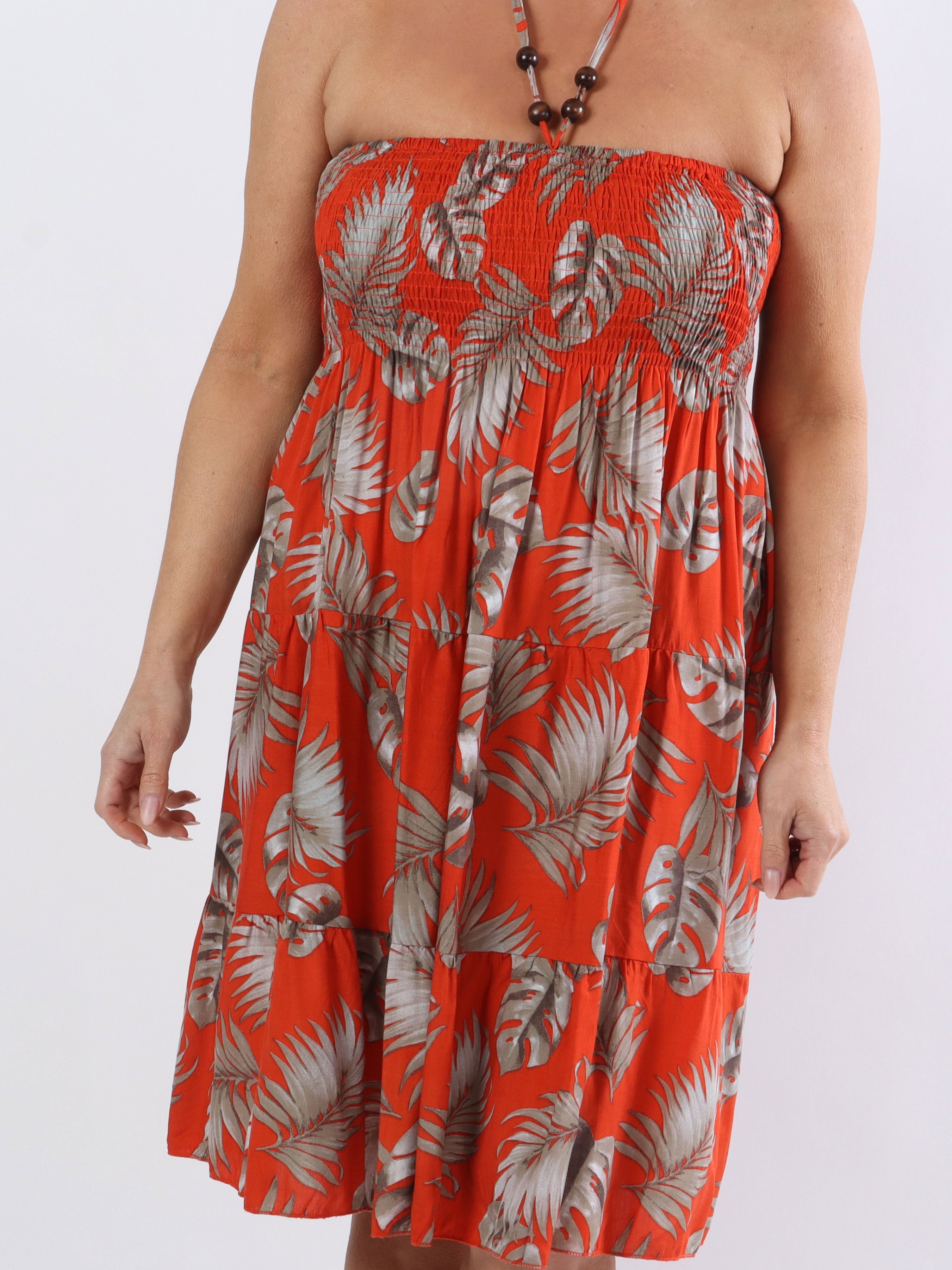 Aria Leaf - Kort plus size klänning med smock och bladtryck