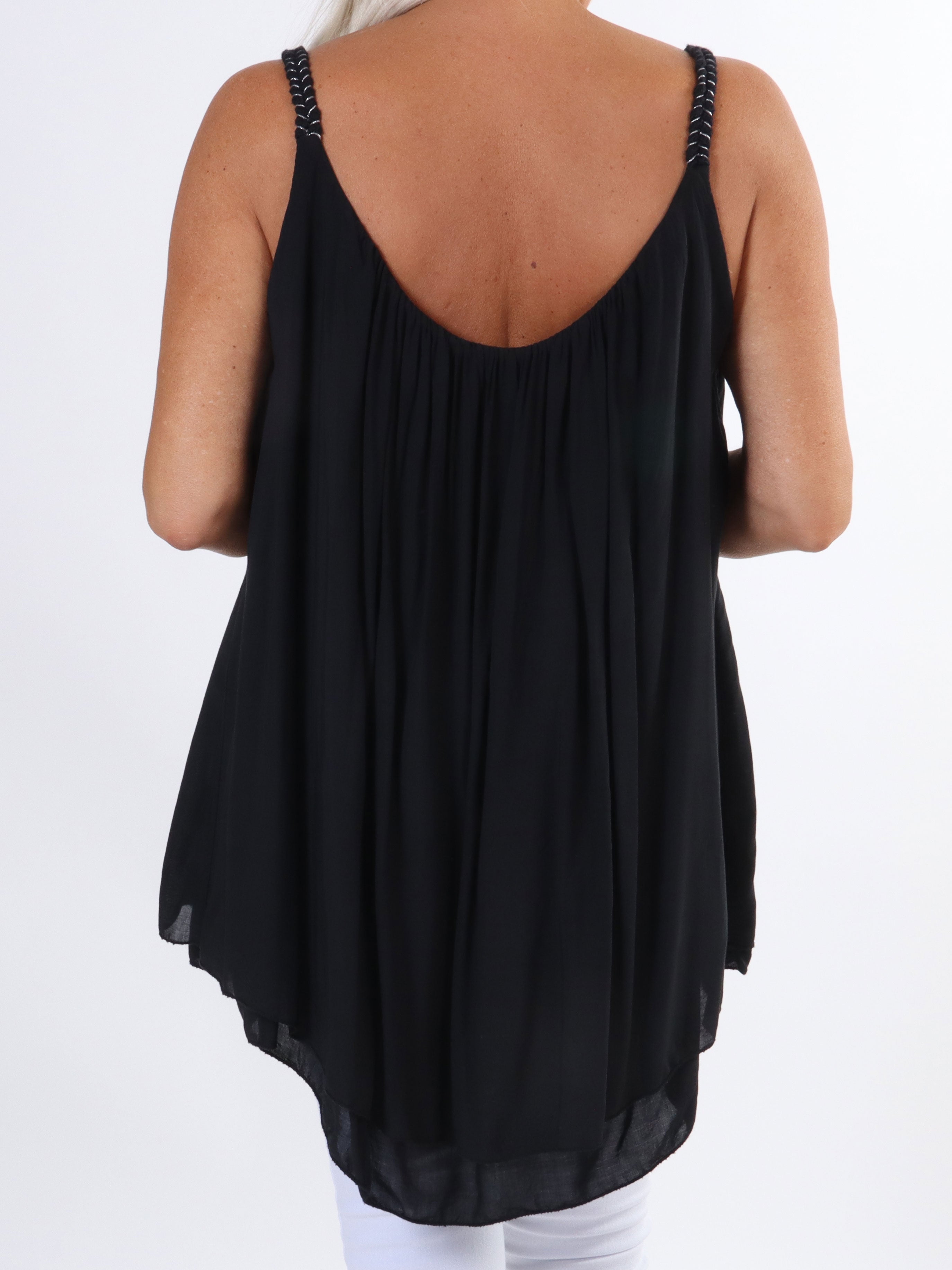 Asia - Söt viskostopp i plus size med flätade band