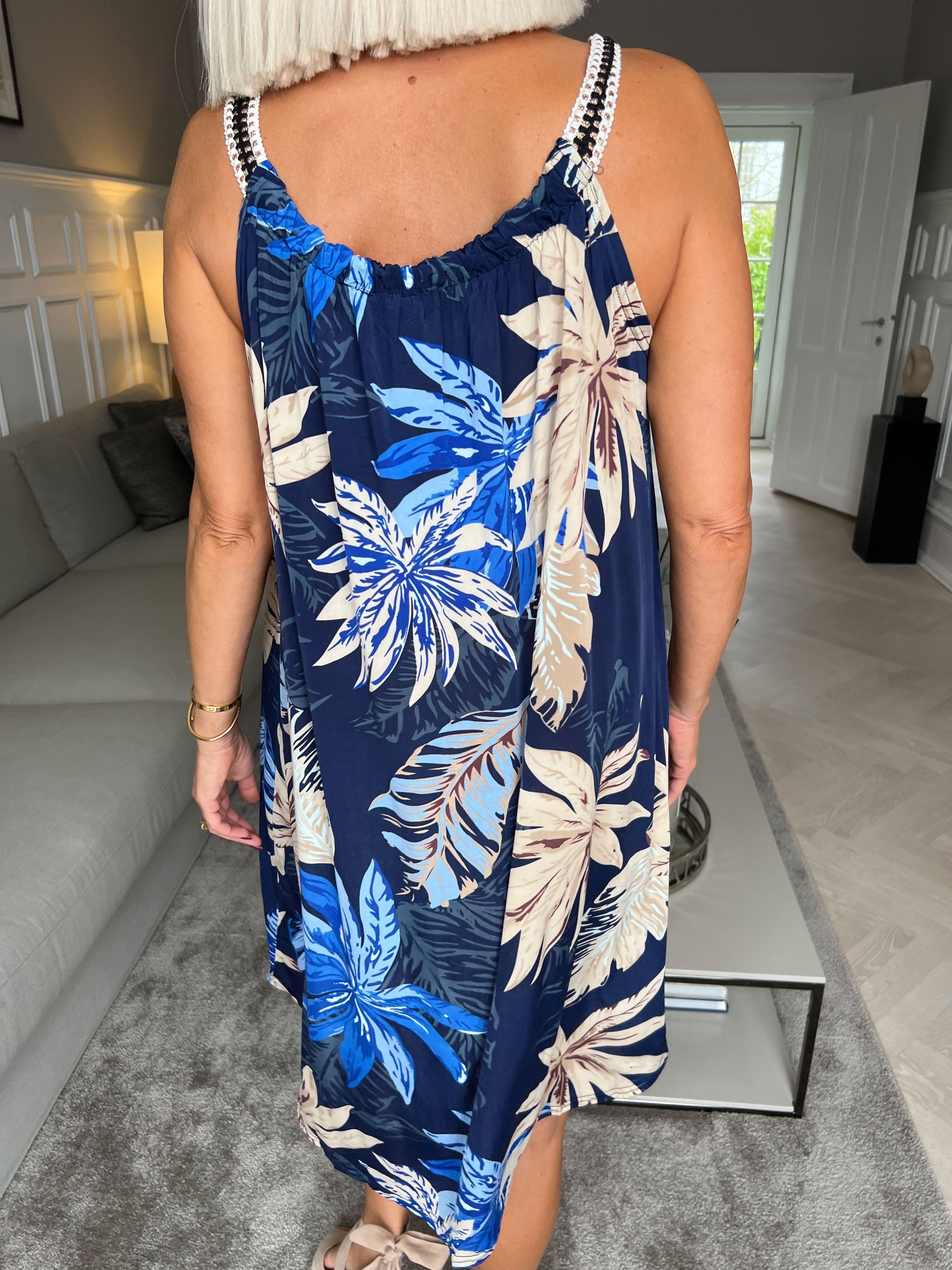 Asta Leaf - Klänning med elastiskt band och blommigt tryck - Turquoise