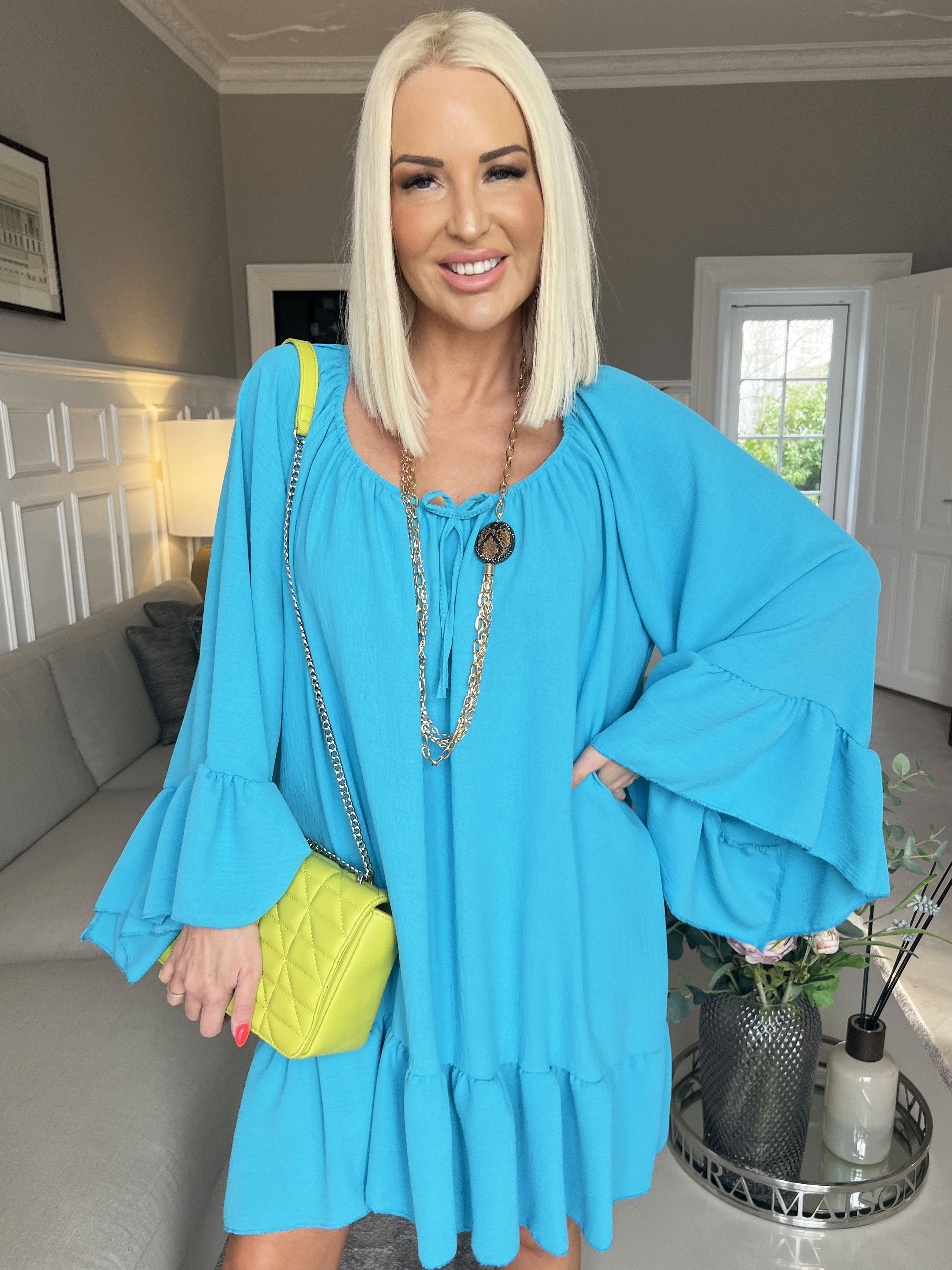 Asta - Tunikaklänning med volanger och gummiband i halsen