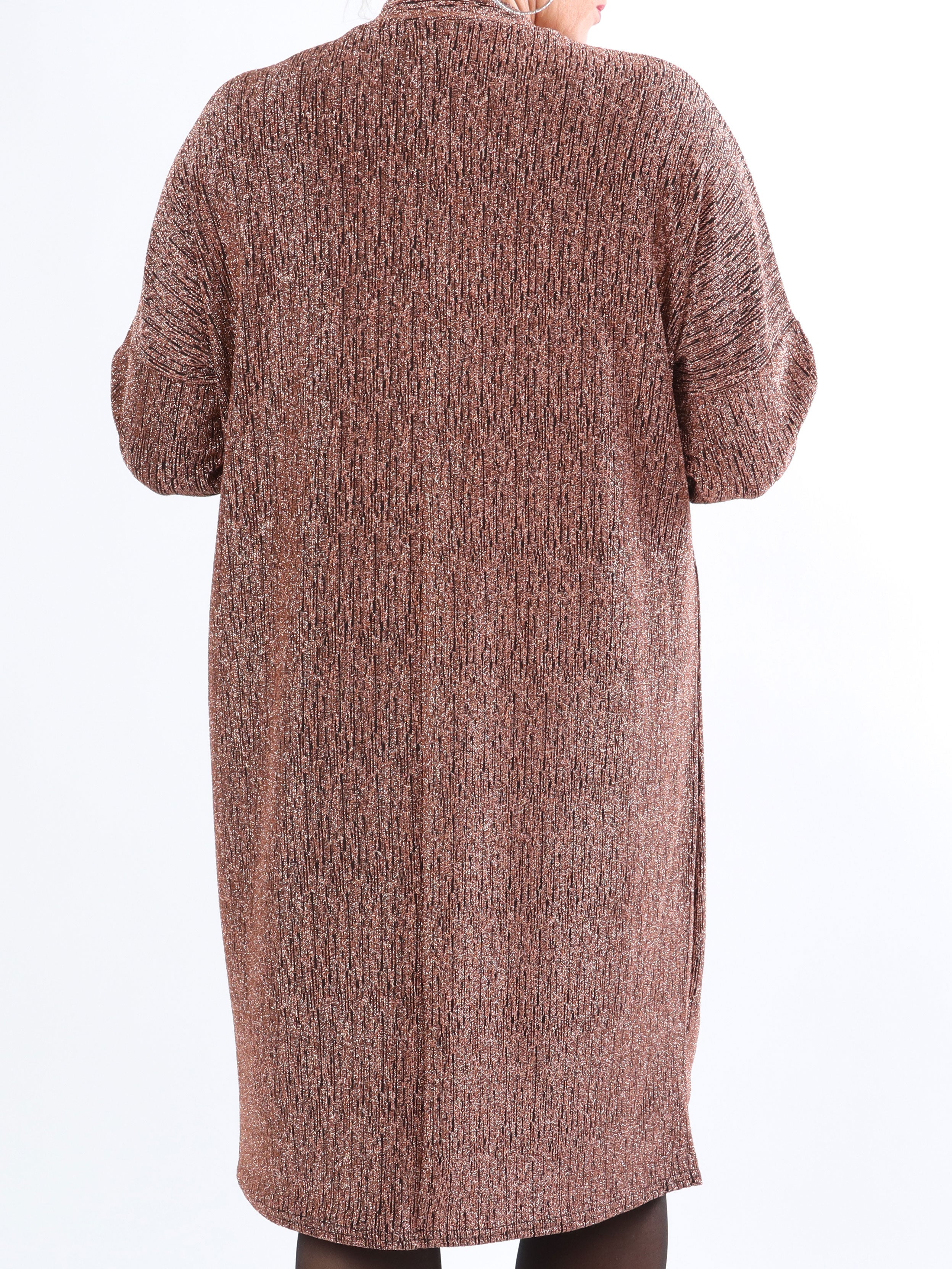 Audine - Enkel glittrig klänning i elastiskt tyg i stora storlekar - Rust