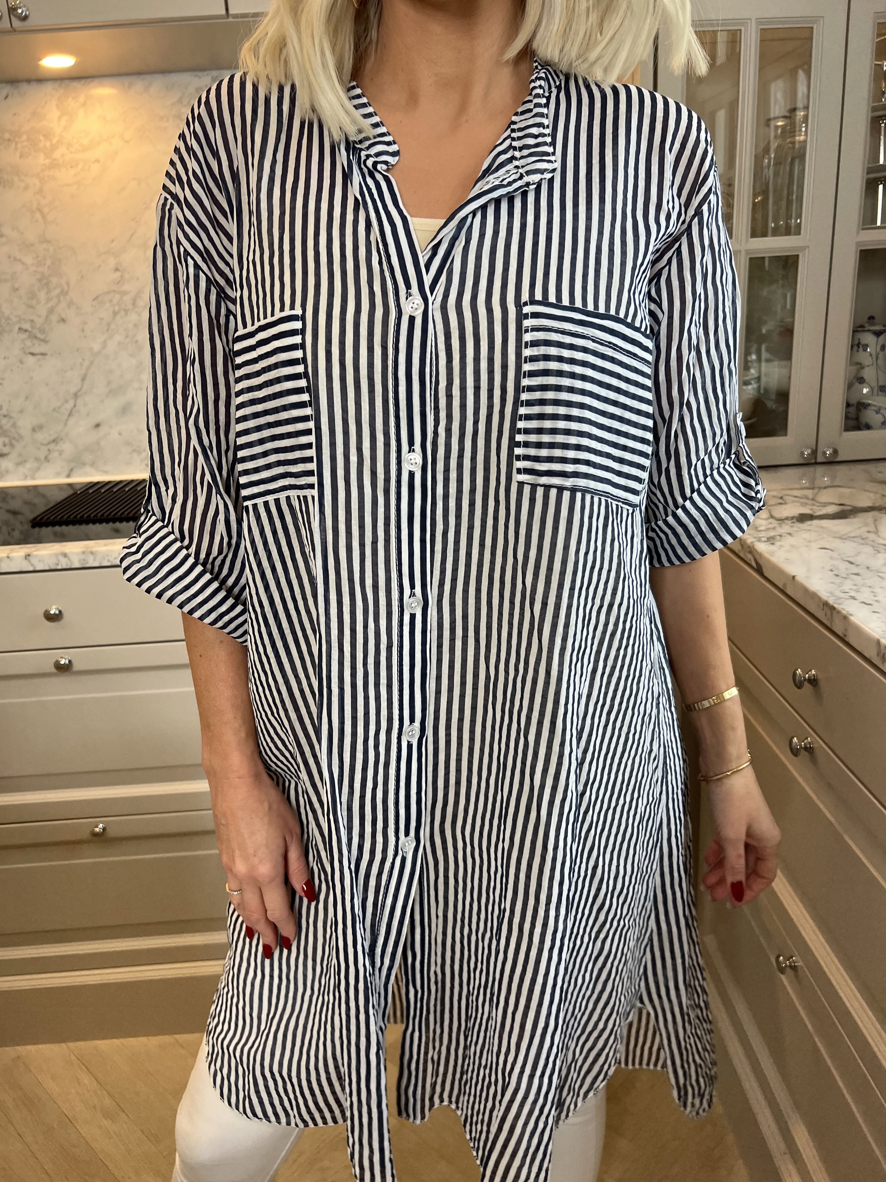 Bellis - djärv skjorta i bäck och våg - Orange