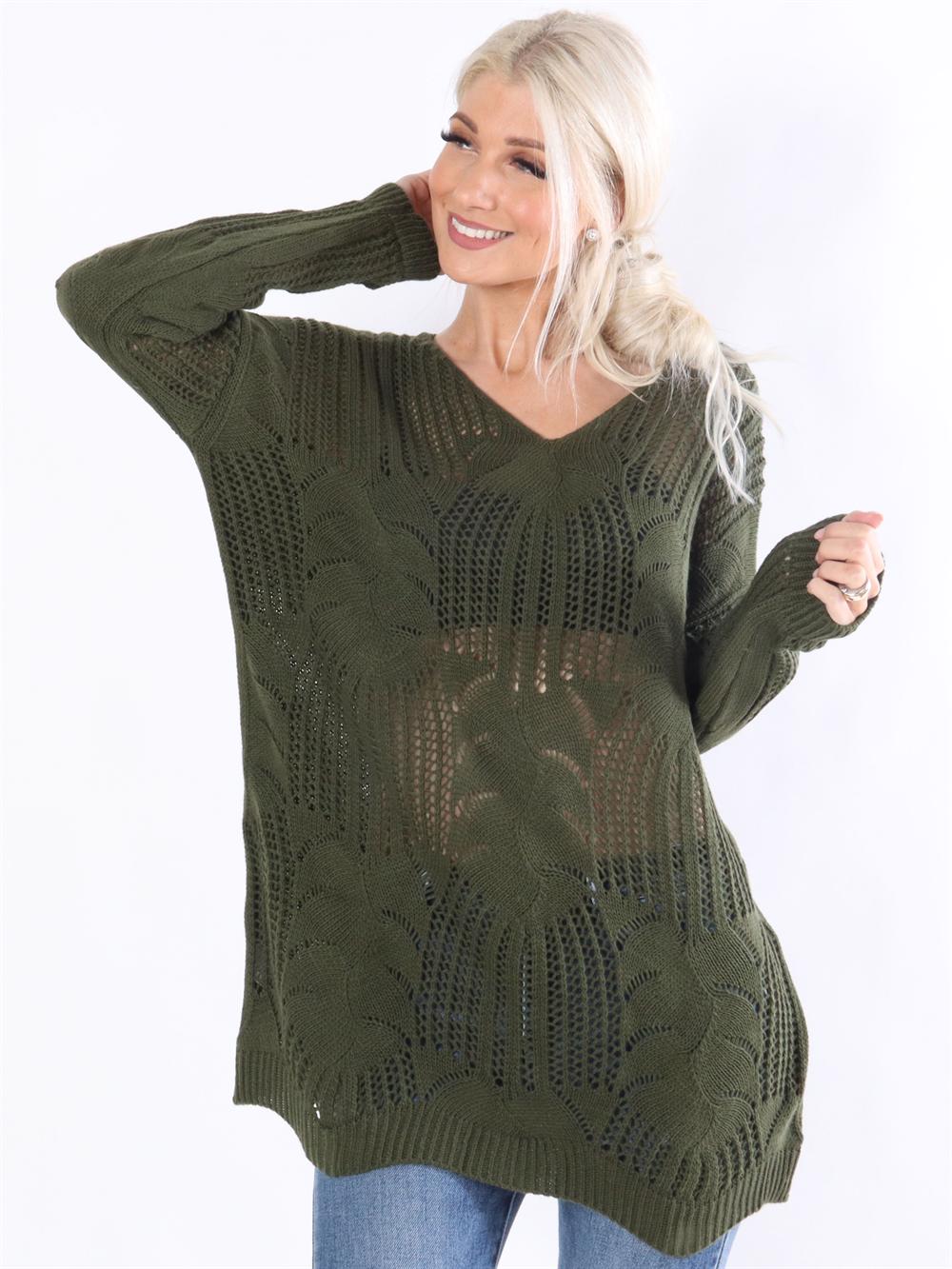 Bello - Stickad tröja med stickat mönster