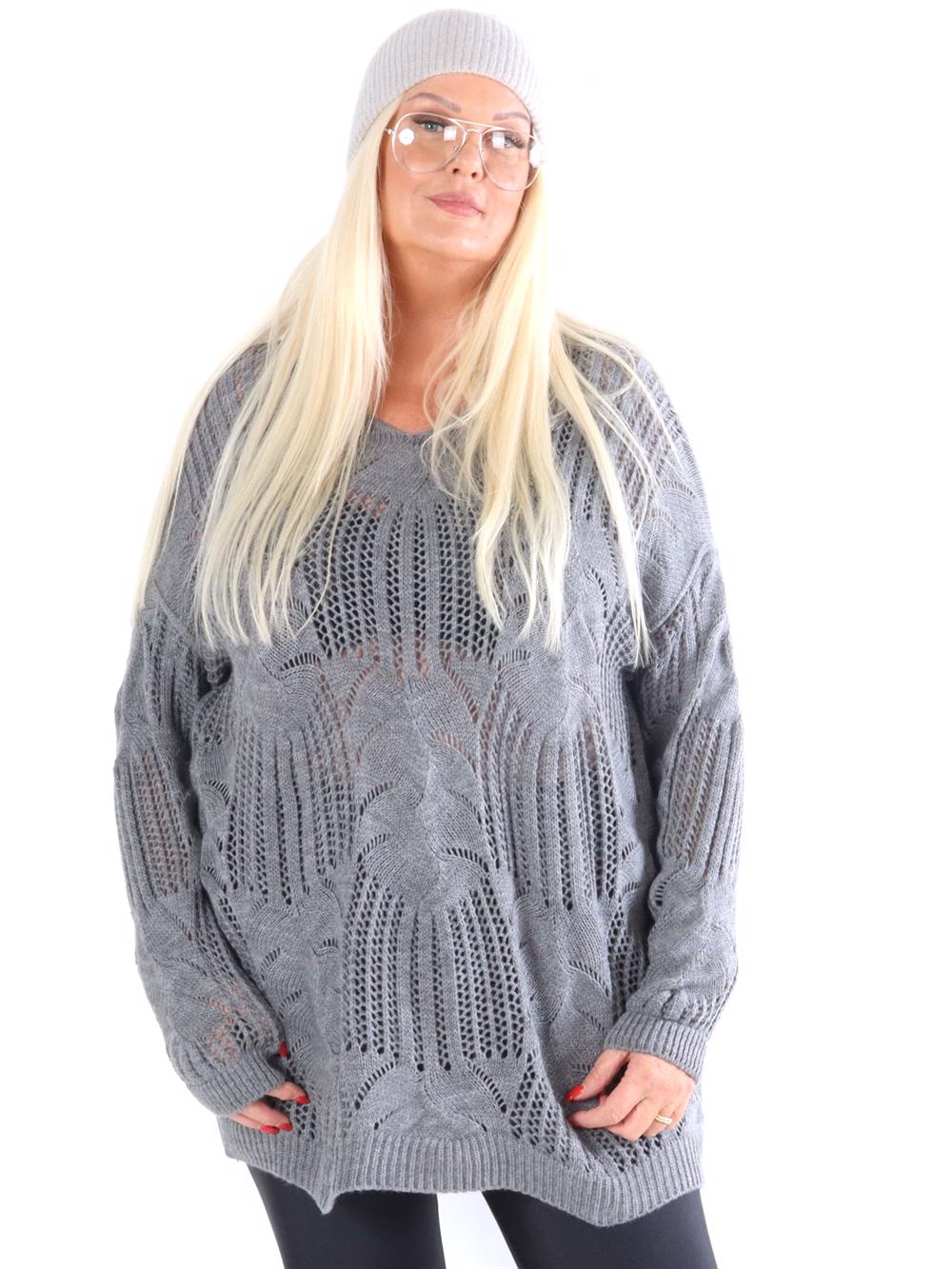 Bello - Stickad tröja med stickat mönster