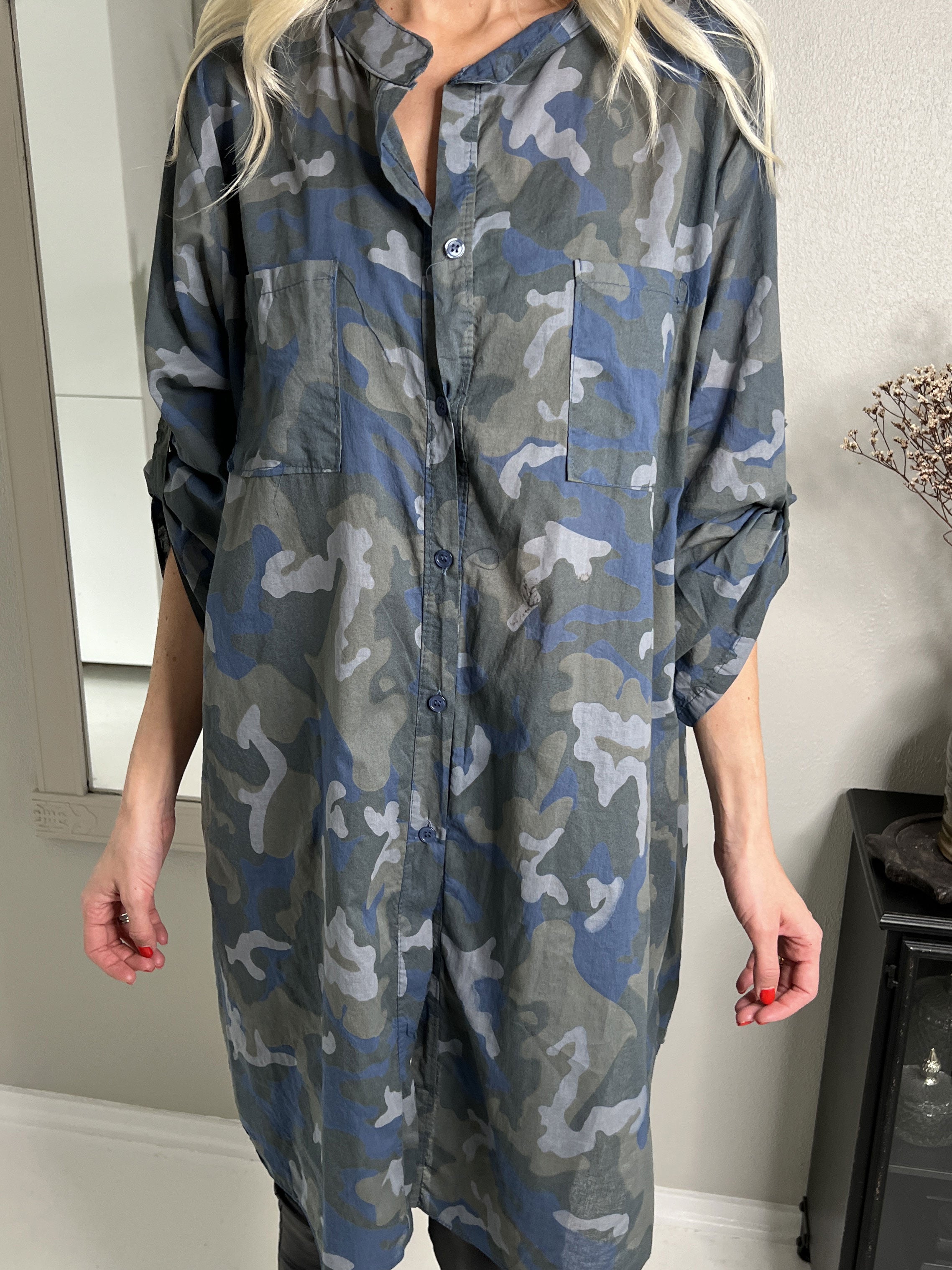 Berna Camo - Skjorta i kamouflagetryck med fickor