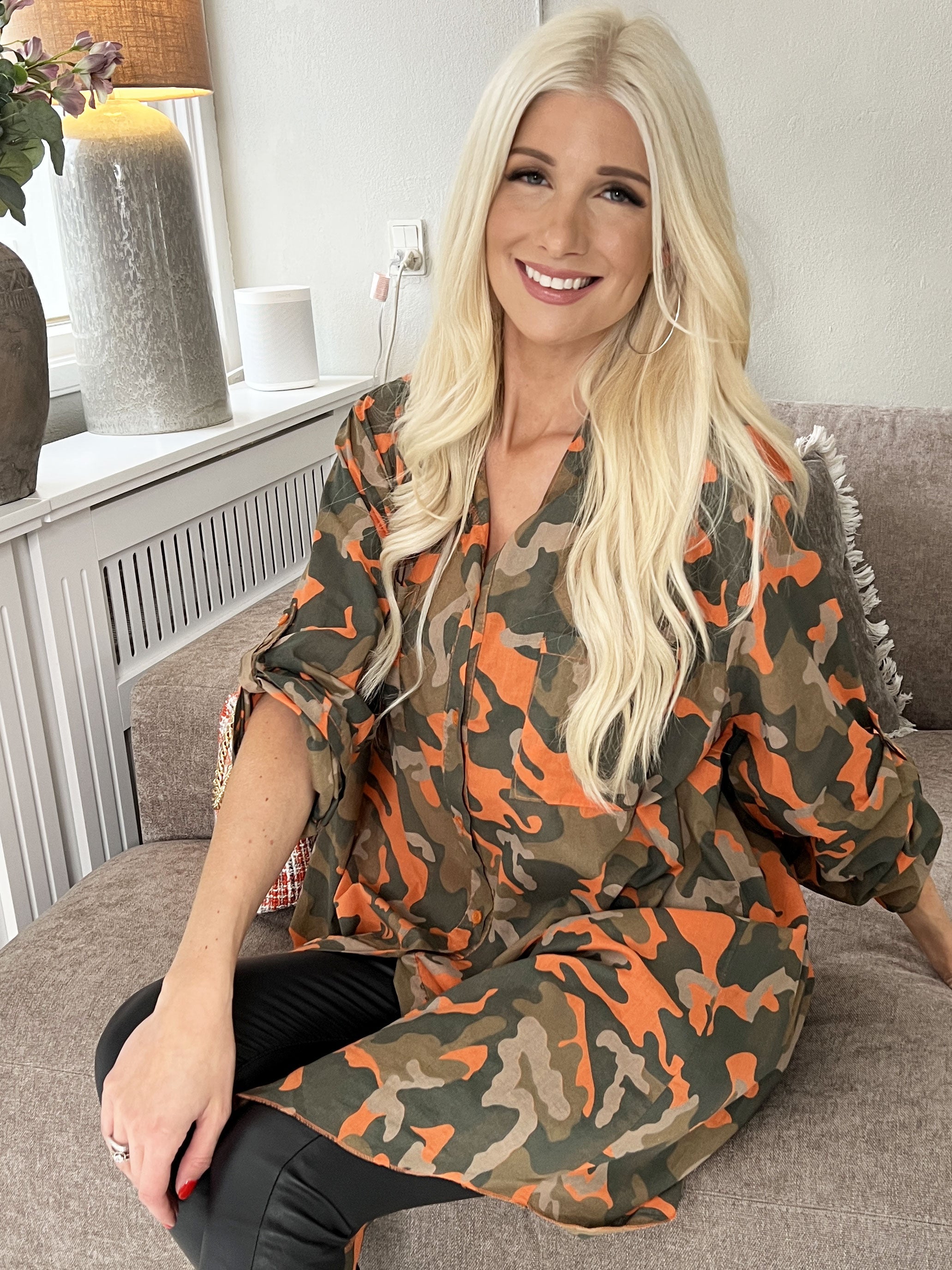 Berna Camo - Skjorta i kamouflagetryck med fickor