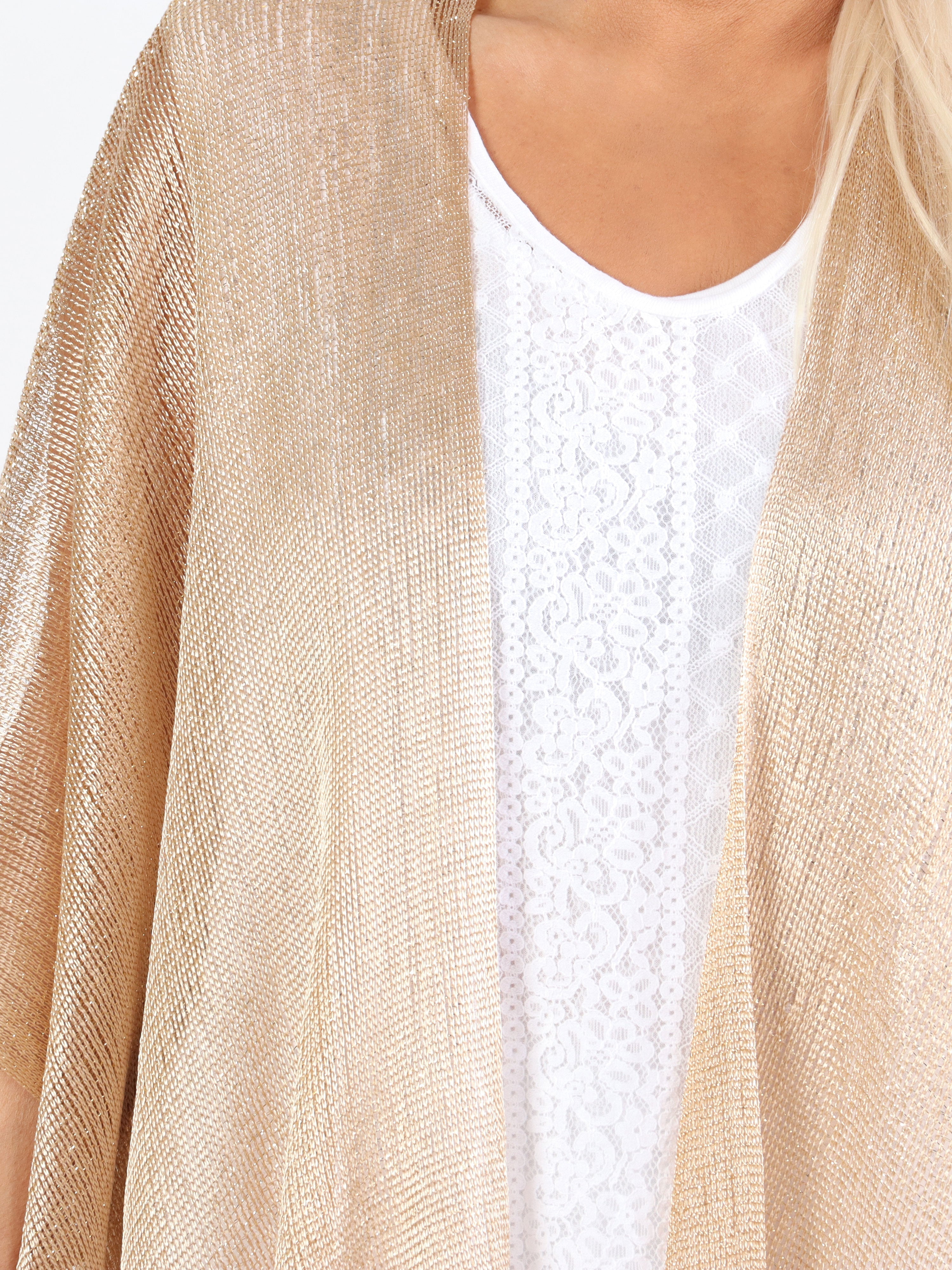 Betti - Plus size sjal med glittertrådar och fransar