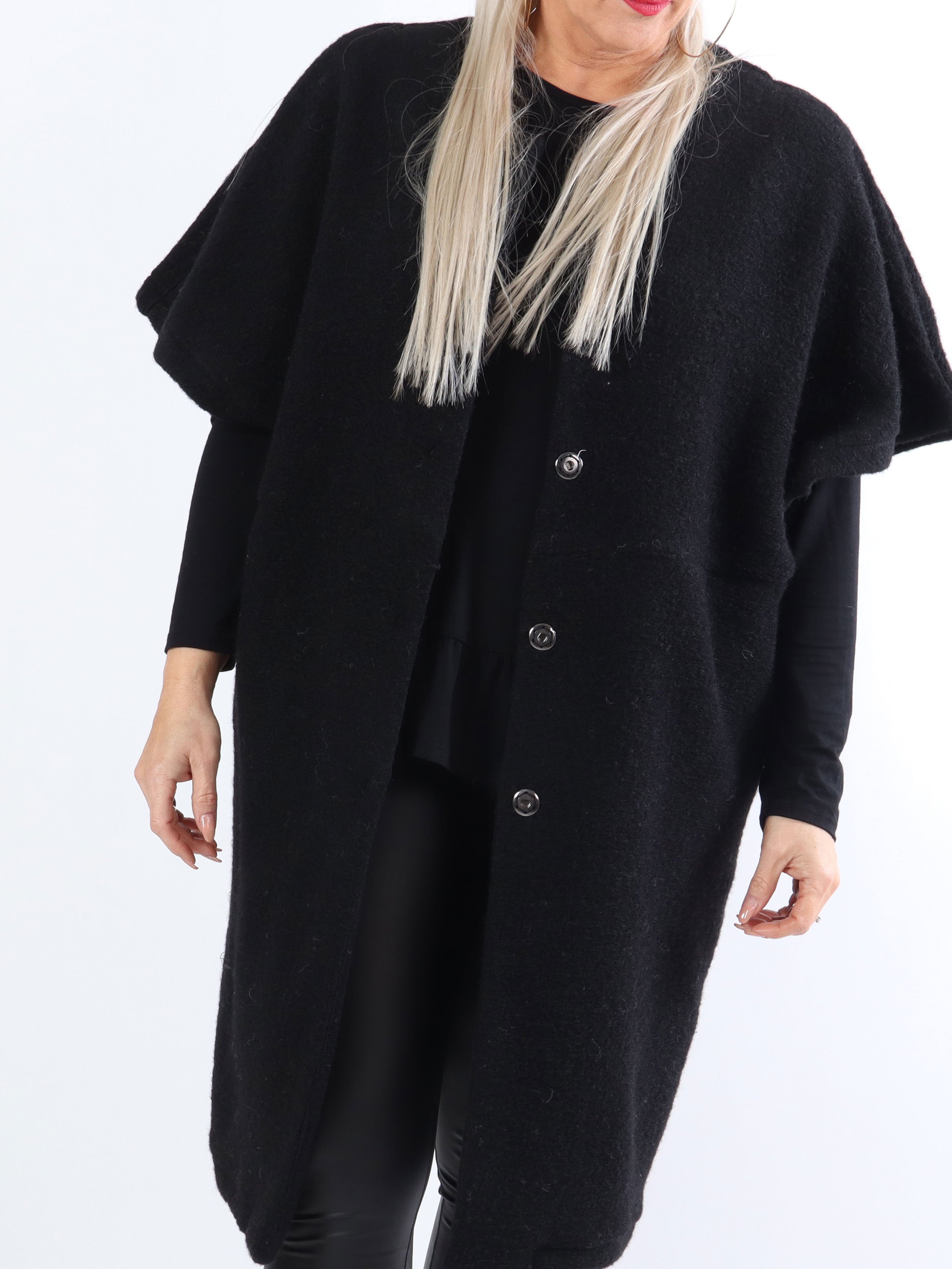 Bianca - Mjuk varm väst med knappar - Beige