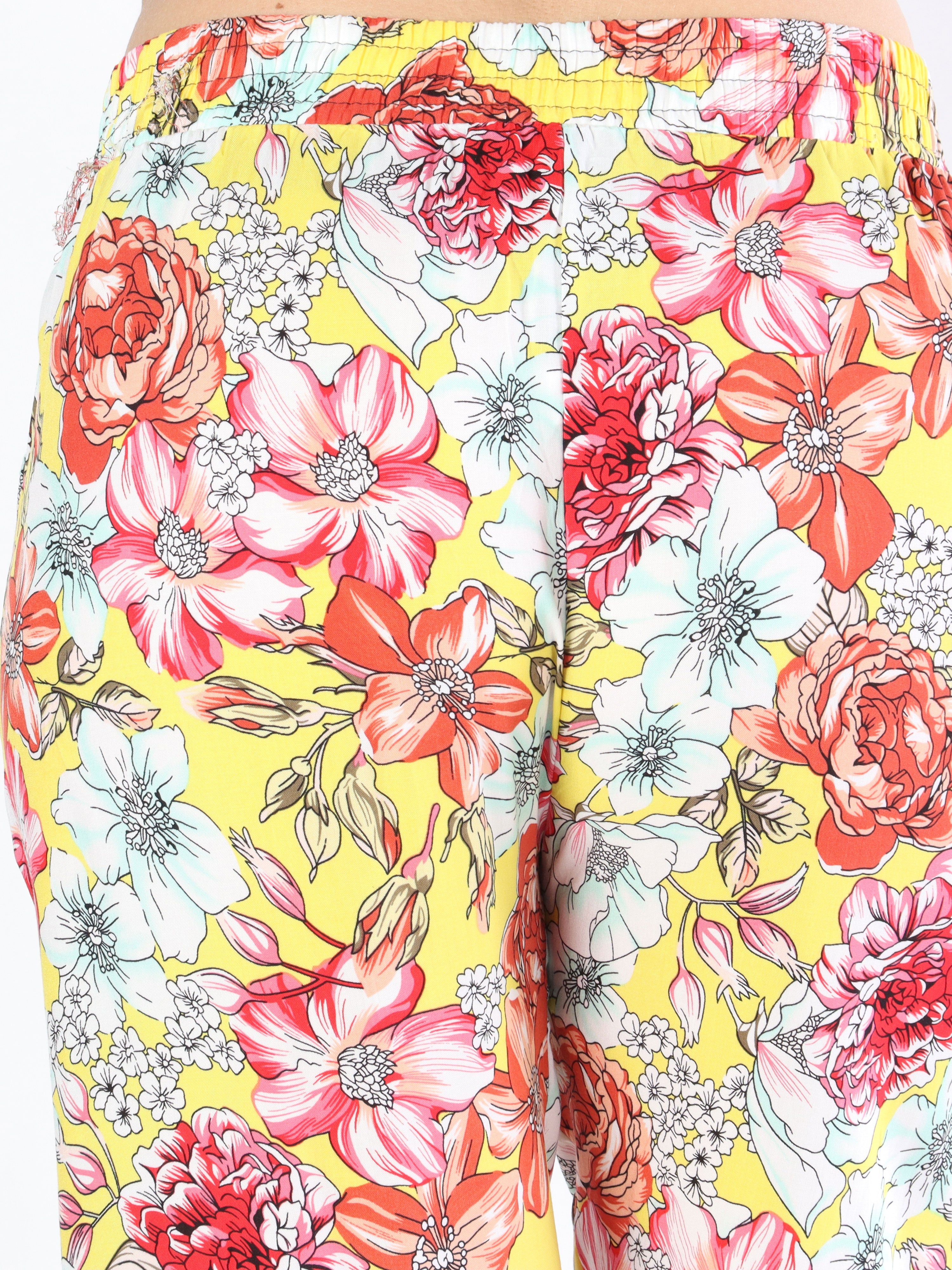 Billie - Löst sittande byxor i blommönster med elastisk kant